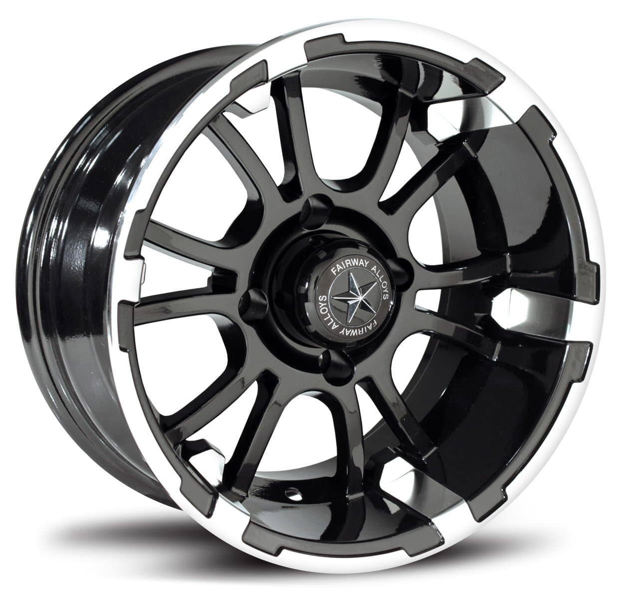 FA132 Sixer Machined Black Golf Cart Wheel - 12x7