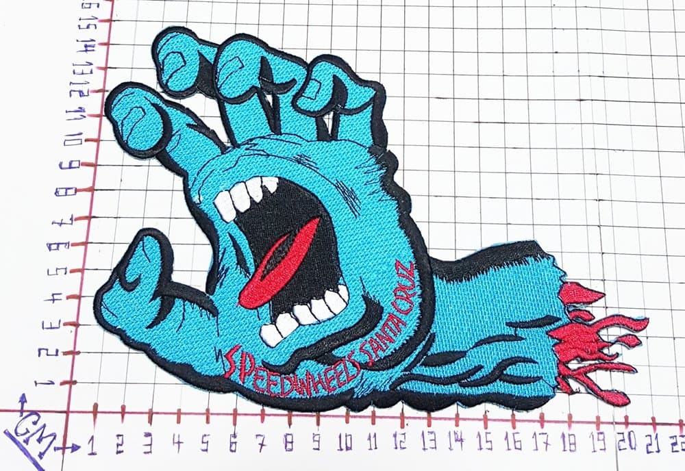 Big Jumbo Speedwheels Santa Cruz Screaming Hand Skateboard Skate Patch Logo Sew Iron on Embroidered Appliques Badge Sign Costume