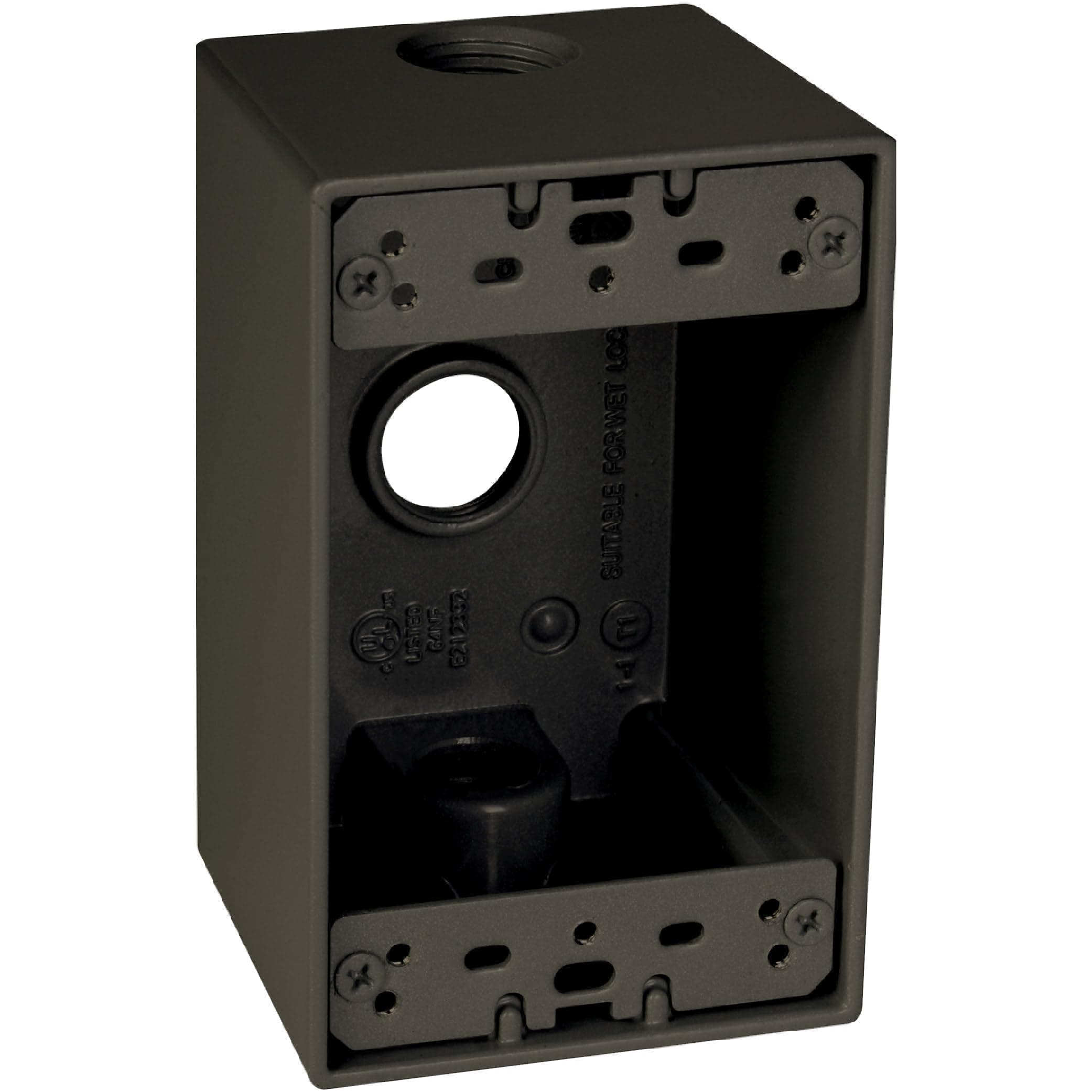 TayMac SD350Z Weatherproof Box, 1-Gang, (3) 1/2-Inch Outlets, Deep, Bronze