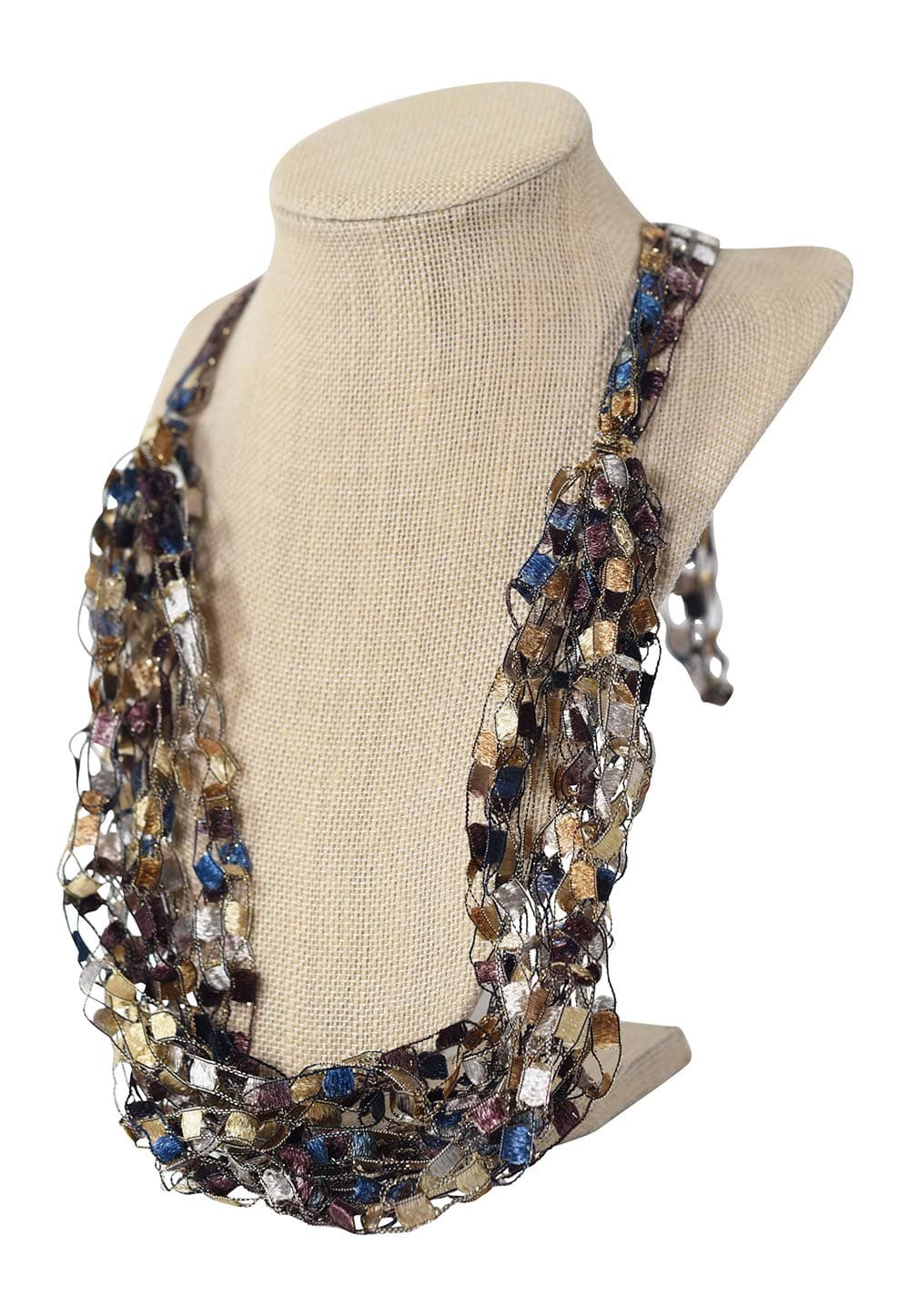 CROCHETLACES Adjustable LIGHTWEIGHT Crochet Necklace Scarf- Blue Saddle