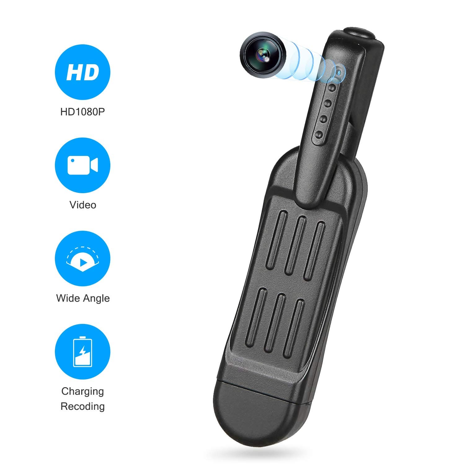 Spy Mini Camera Video Recorder HD 1080P Hidden Pen Camera Clip On Body Camera Small Wireless Security Surveillance Camera Nanny Cam Hidden Recorder with Audio Business/Conference Spy Gadget