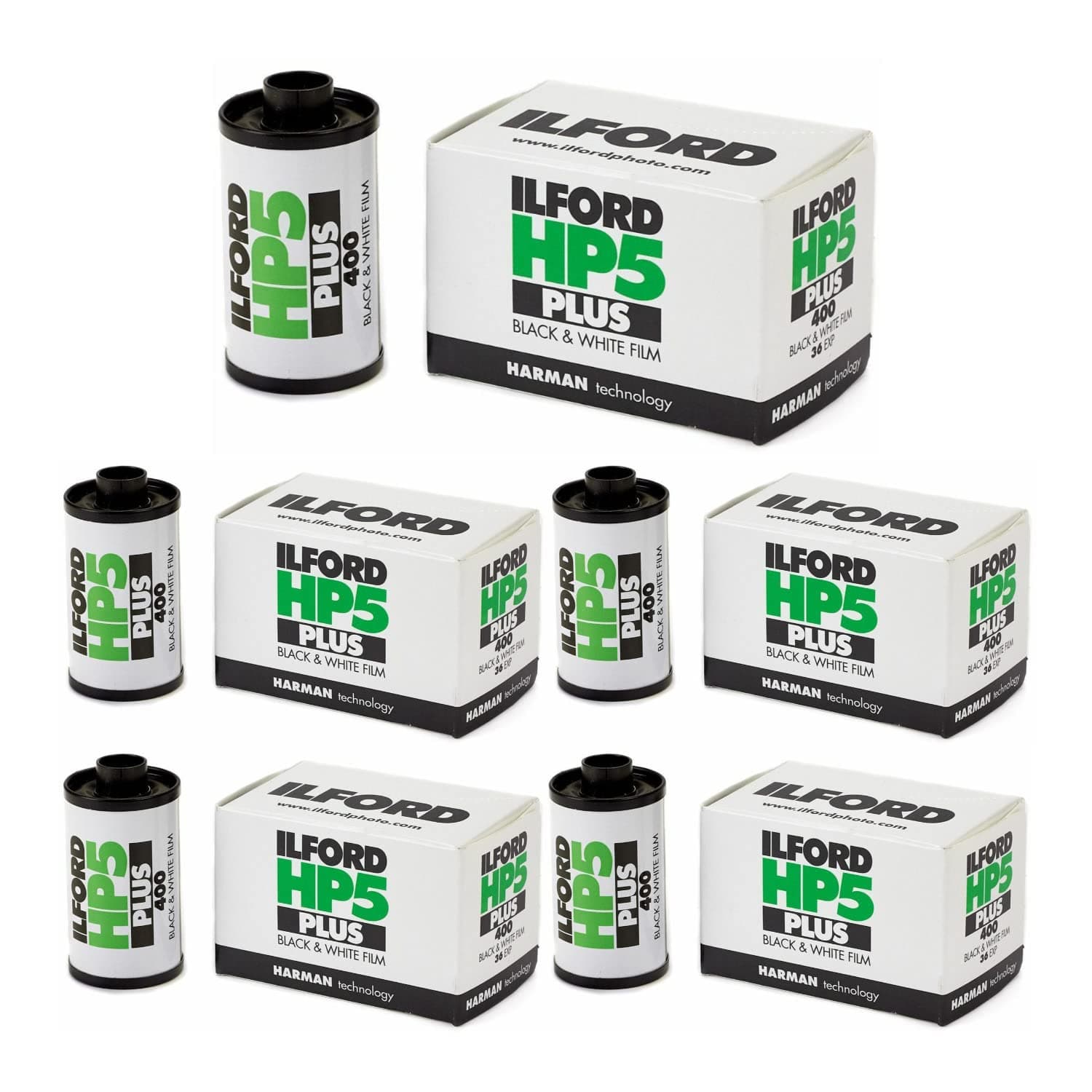 Ilford HP-5 Plus Black and White Film, ISO 400, 35mm, 36 Exposures - 5 Pack