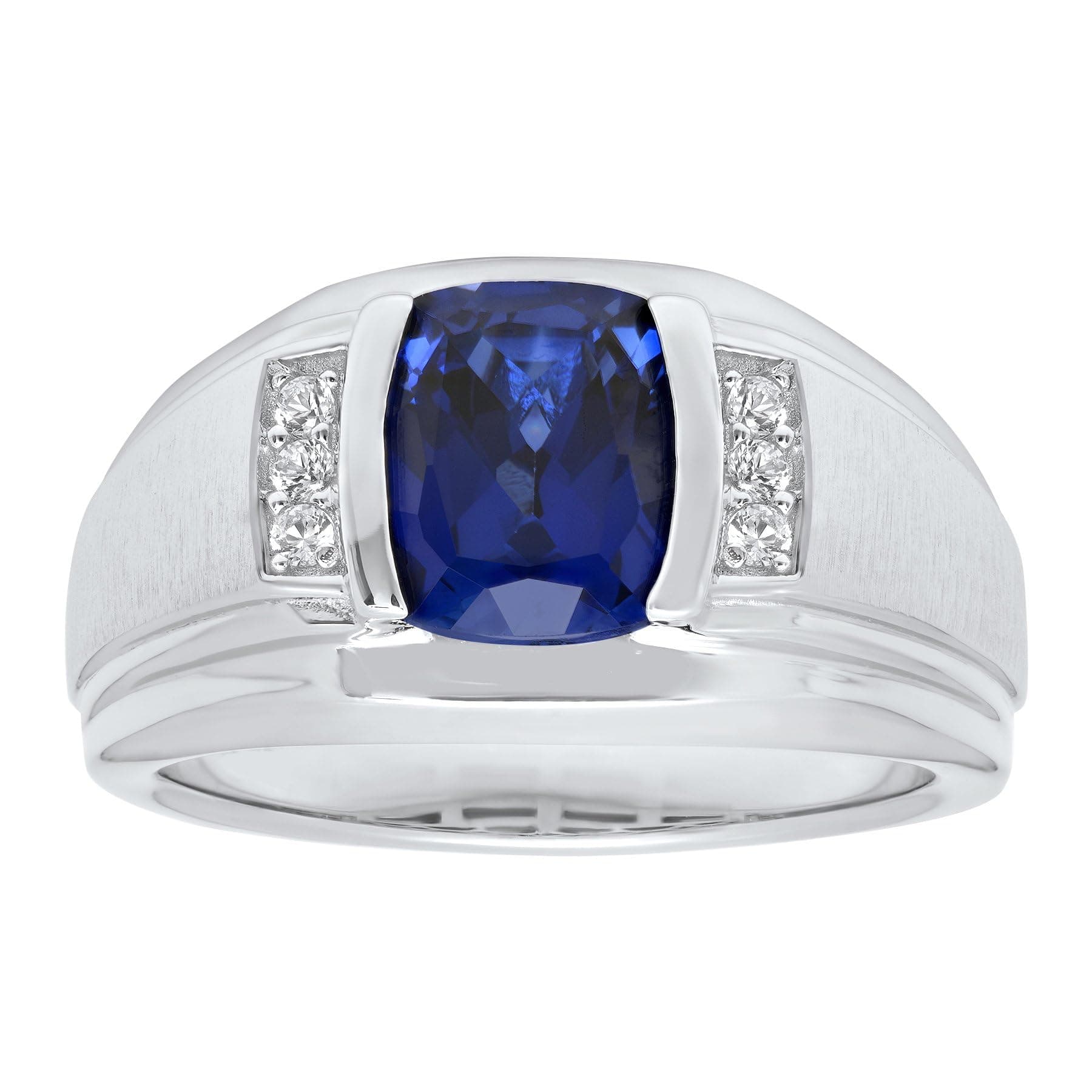 Men’s 925 Sterling Silver Blue and White Sapphire Fashion Ring Sophisticated Style Statement
