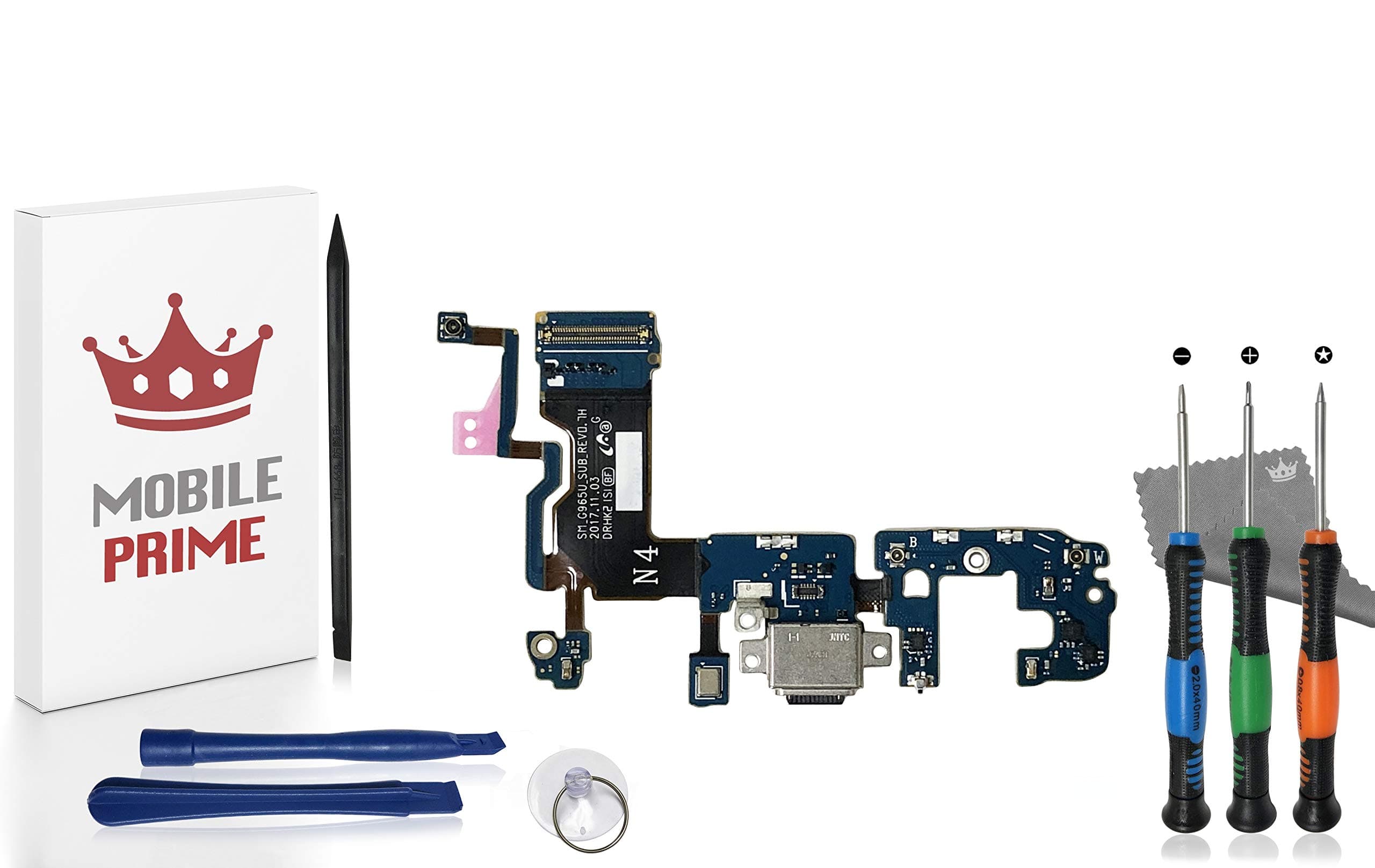 MobilePrime Charging Port Replacement Kit Compatible for Samsung Galaxy S9 (G965U) Including Pro-Series Repair Tools