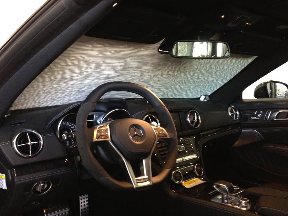 HeatShield, The Original Windshield Sun Shade, Custom-Fit for Mercedes-Benz SL550 Convertible w/o Driver Assistance Package 2013, 2014, 2015, 2016, 2017, 2018, 2019, 2020 Silver Series