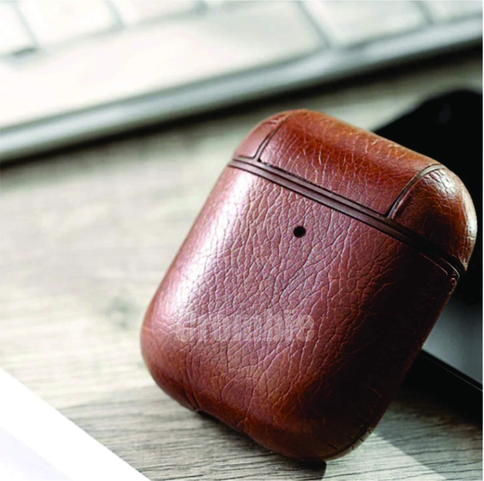 Crombie Leather Airpod Case Portable Rich Color with Metal Clasp Accessories for Aiprods 1 & 2 Support Wireless Charging - (Dark Brown)