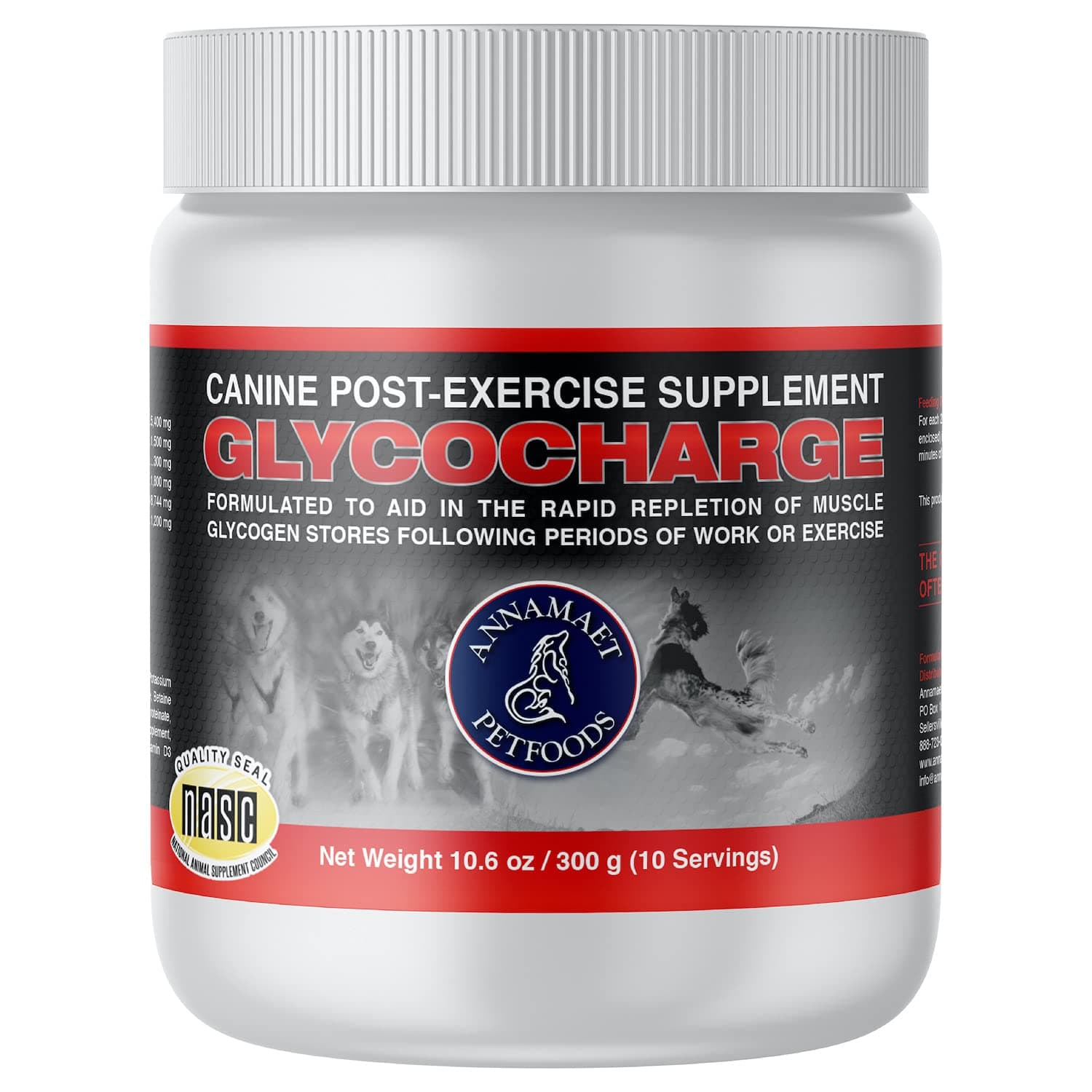 Annamaet Glycocharge – Post-Exercise Supplement for Canine Athletes and Working Dogs – with Maltodextrins to Help Replenish Muscle Glycogen for Faster Recovery - 300 g