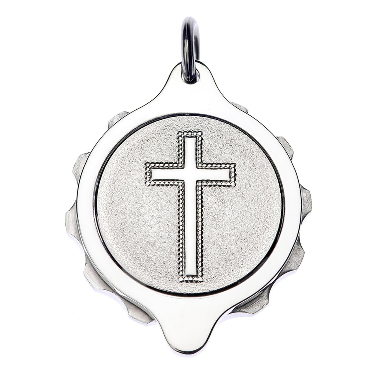 Chrome Plated SOS Talisman Pendant - Christian Cross