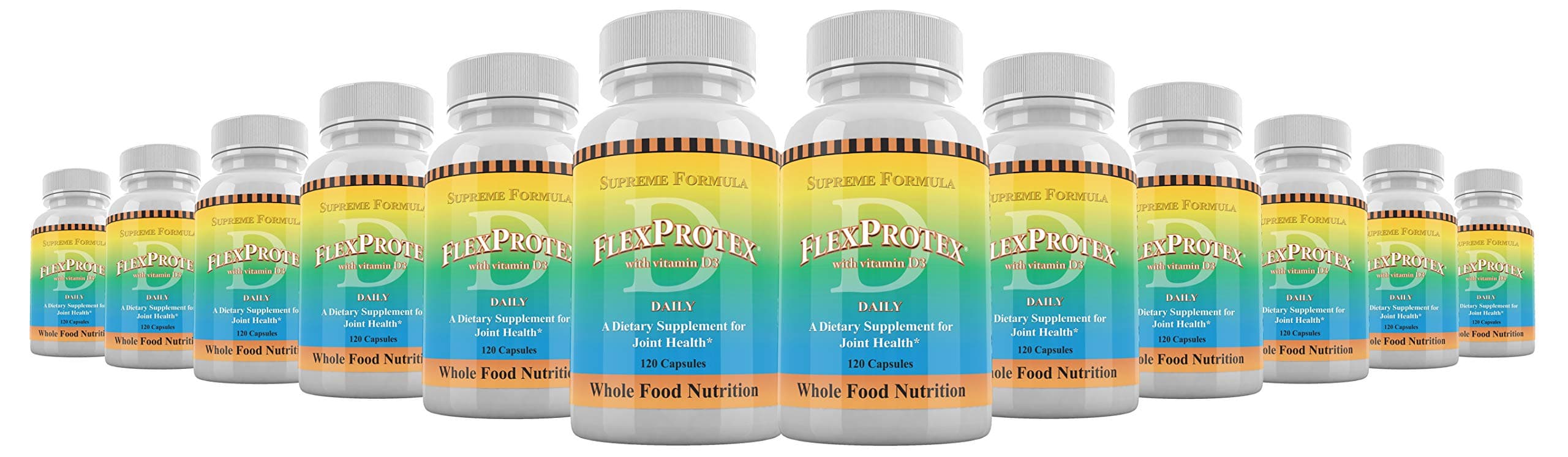 Daily Health, Flexprotex D Joint Muscle Bone Support Supplement Turmeric Glucosamine Chondroitin Ashwaghanda Bromelain Yucca 12 btl 1,440 Capsules