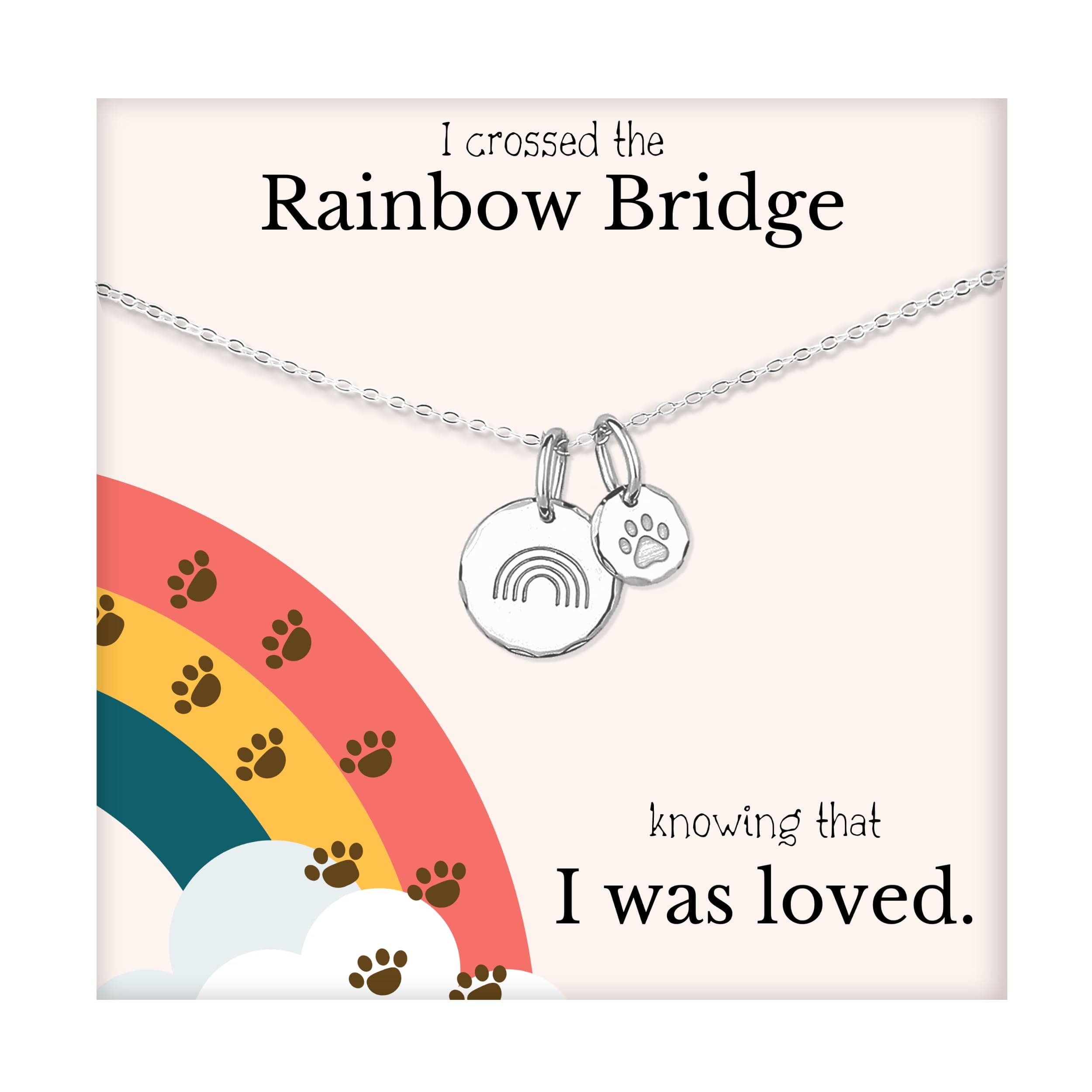 HOPE LOVE SHINE Rainbow Bridge Pet Memorial Necklace - Sympathy Gifts for Loss of a Pet - Cat & Dog Memorial Jewelry for Women & Men