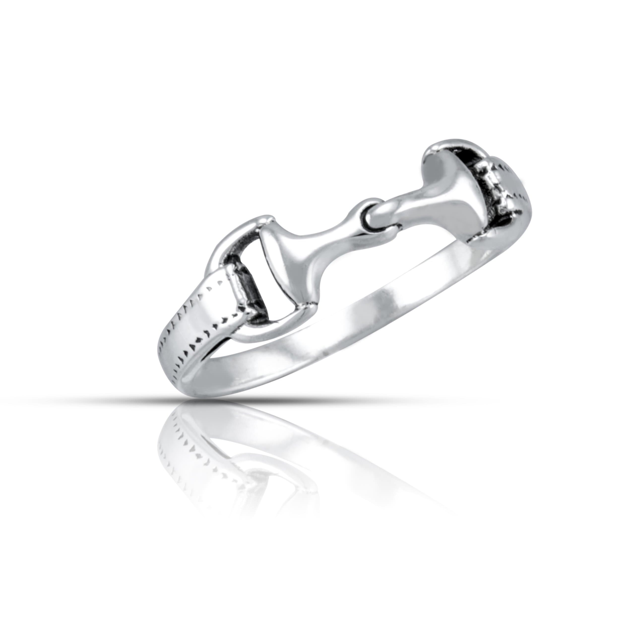 WithLoveSilver Sterling Silver 925 Double Horse bit Equestrian Ring