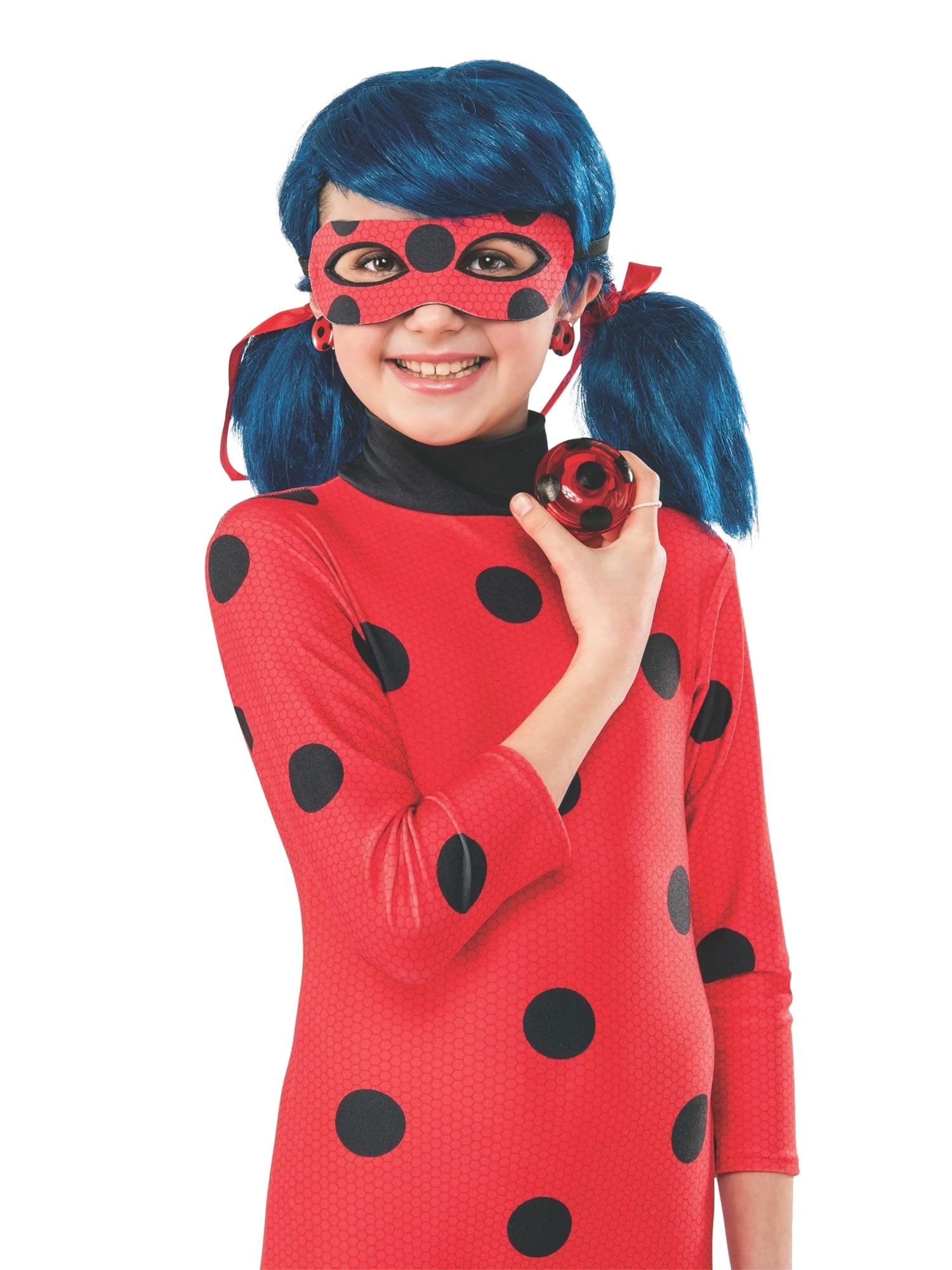 Official Miraculous Ladybug Childs Clip-on Earrings and Yo-Yo Set, Fancy Dress Accessory Set Halloween