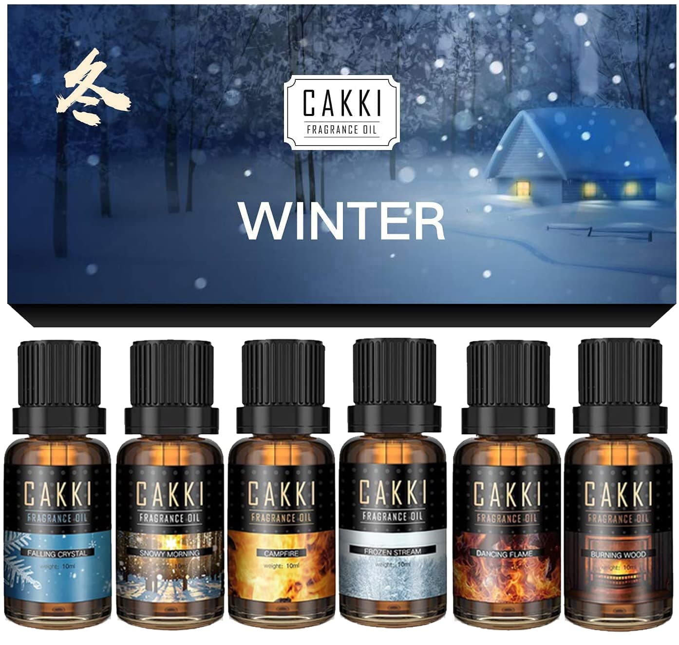Winter Essential Oils Set - 6 Scents for Diffusers, Candles, Soaps, Gifts