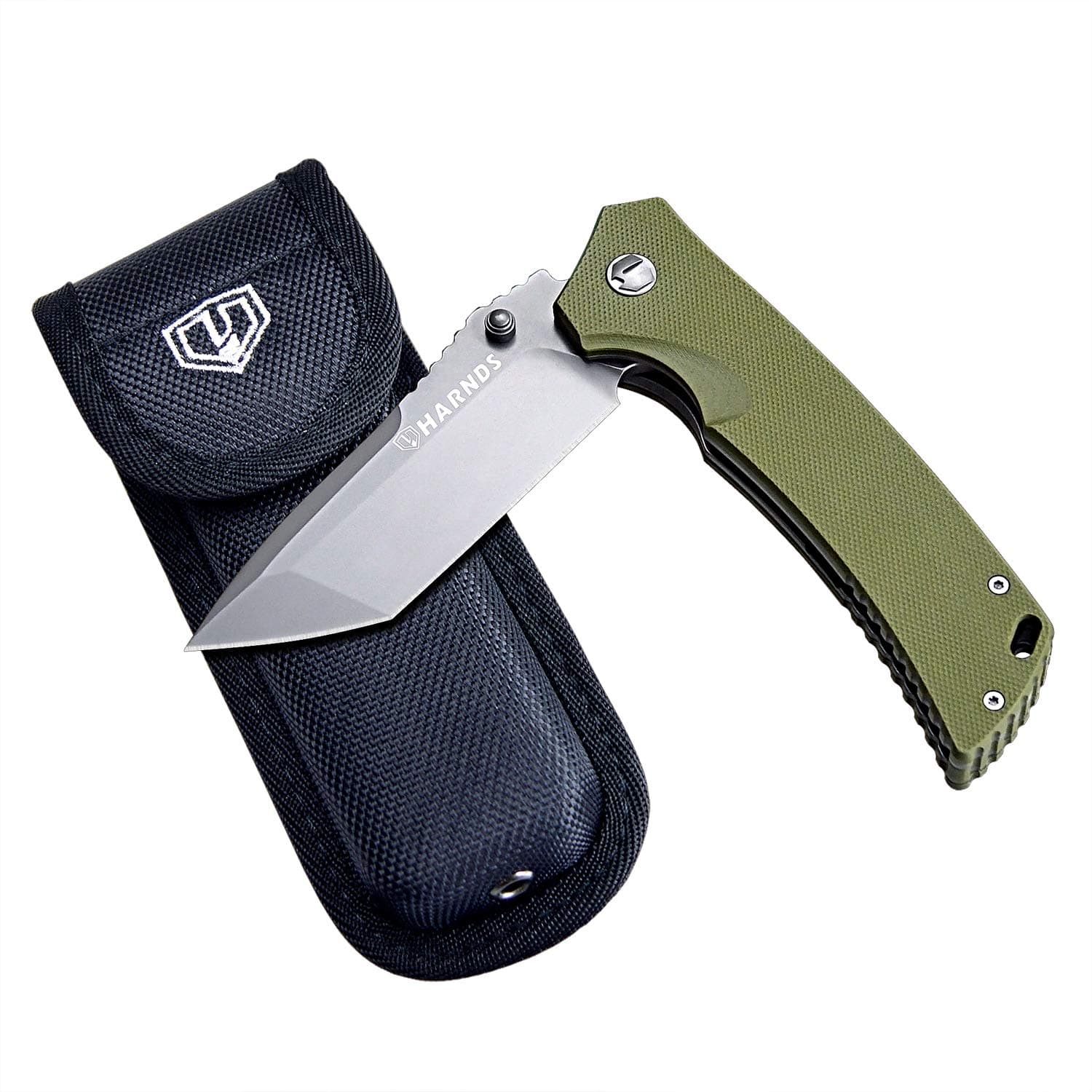 Warrior/General Tactical Folding Knife with D2 Steel Blade G10 Handle Flipper Opening (tanto point+gray titanium)