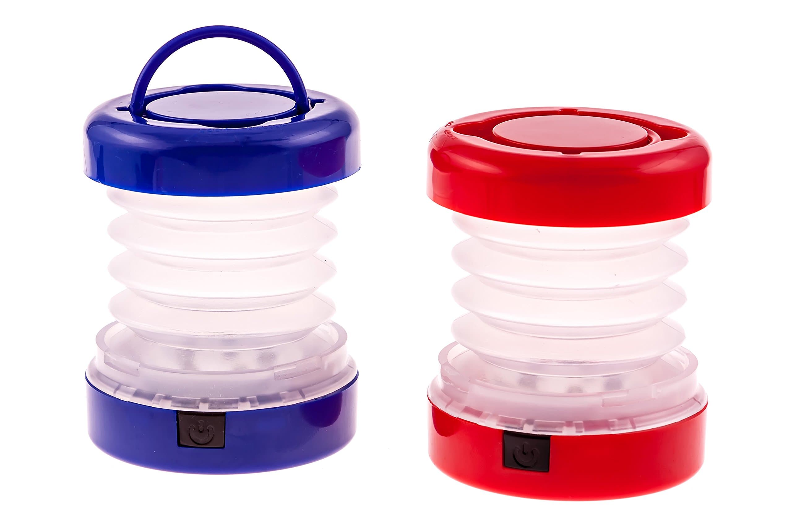 LED Camping Lantern Collapsible & Rainproof, Battery Operated Red,and Blue 3 x AAA (Batteries Included)for Camping, Hiking, Jogging, Boating, Cycling, in tent, Outdoor Sports