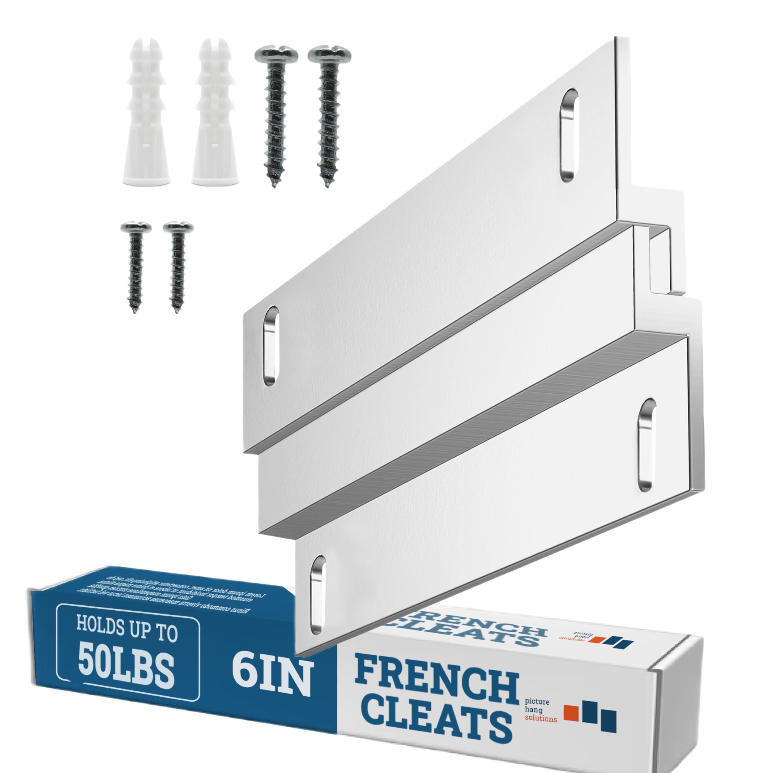 French Cleat Hanger Heavy Duty - 6 inch Aluminum Z Clips (3 Pairs) - Mirror Hanging Hardware Kit - Picture Hanging Brackets - Wall Mount for Cabinets, Frames & Whiteboard - 50 lbs