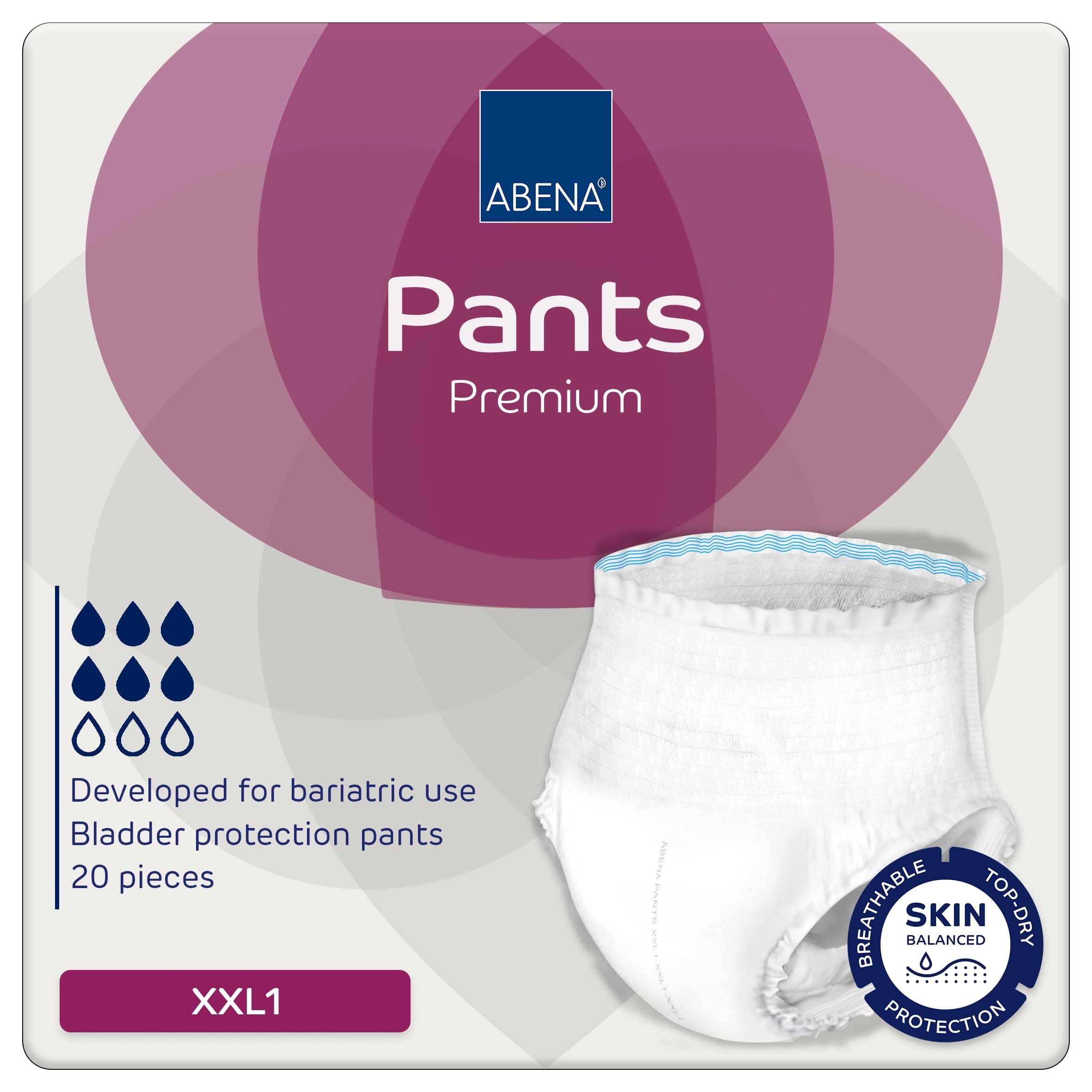 Abena Pants XXL1 Incontinence Pants, Large Capacity Incontinence Pants for Men and Women, Breathable and Comfortable with Fast Absorption, Discreet Incontinence Pads, 60-80" Waist, 1450ml, 20PK