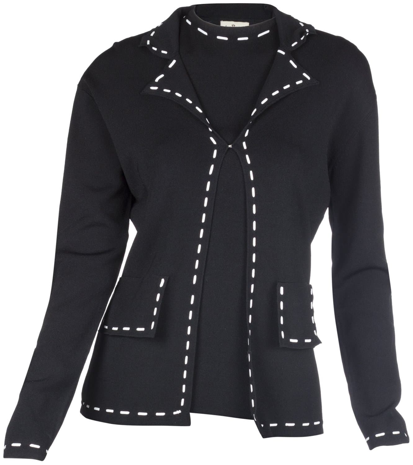 Ms Lulu Women's Knitted Shell and Long Sleeve Cardigan Twin Set, Elegant Sweater Set