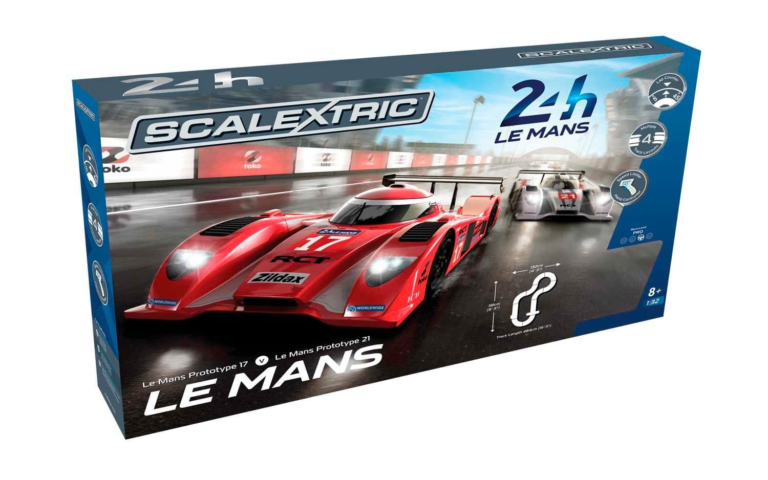 C1368 Le Mans Sports Cars Set - Mains Power Slot Car Race Track Sets, 1:32 Scale Set, Electric Racing Toys for Adults or Kids, Racetrack Games, Cars Gifts for Boys or Girls Age 8+