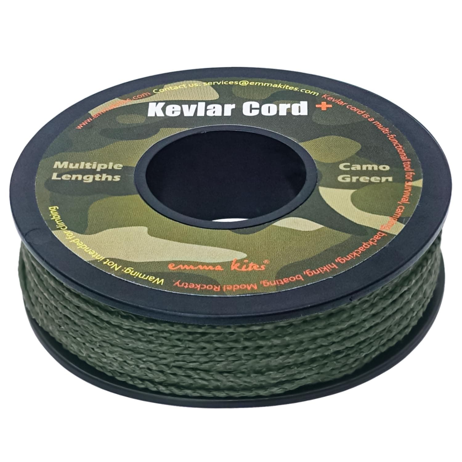 emma kites 1.1mm Braided Kevlar Cord Camo Green 200Lb 120Ft Abrasion/Flame Resistant Tactical Paracord, Trip Line, Cord Friction-Saw, Boot Laces, Camera Strap, Survival Cord, Model Rocket Shock Cord