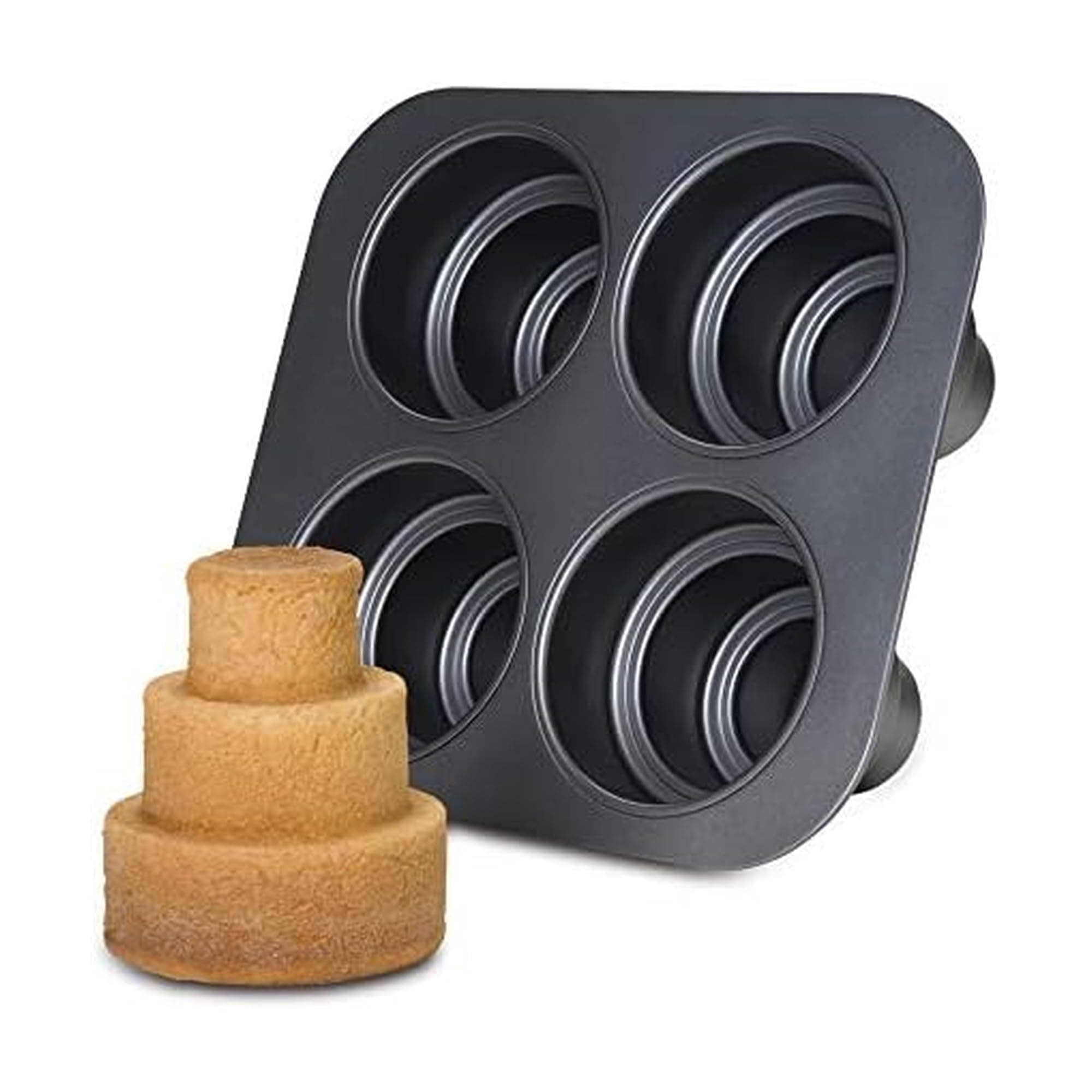 Chicago Metallic Mini Multi-Tier Round Cake Pan, Makes 4 Individual 3-Tier Celebration Cakes, Professional Grade Non-Stick Bakeware for Weddings, Showers, Parties