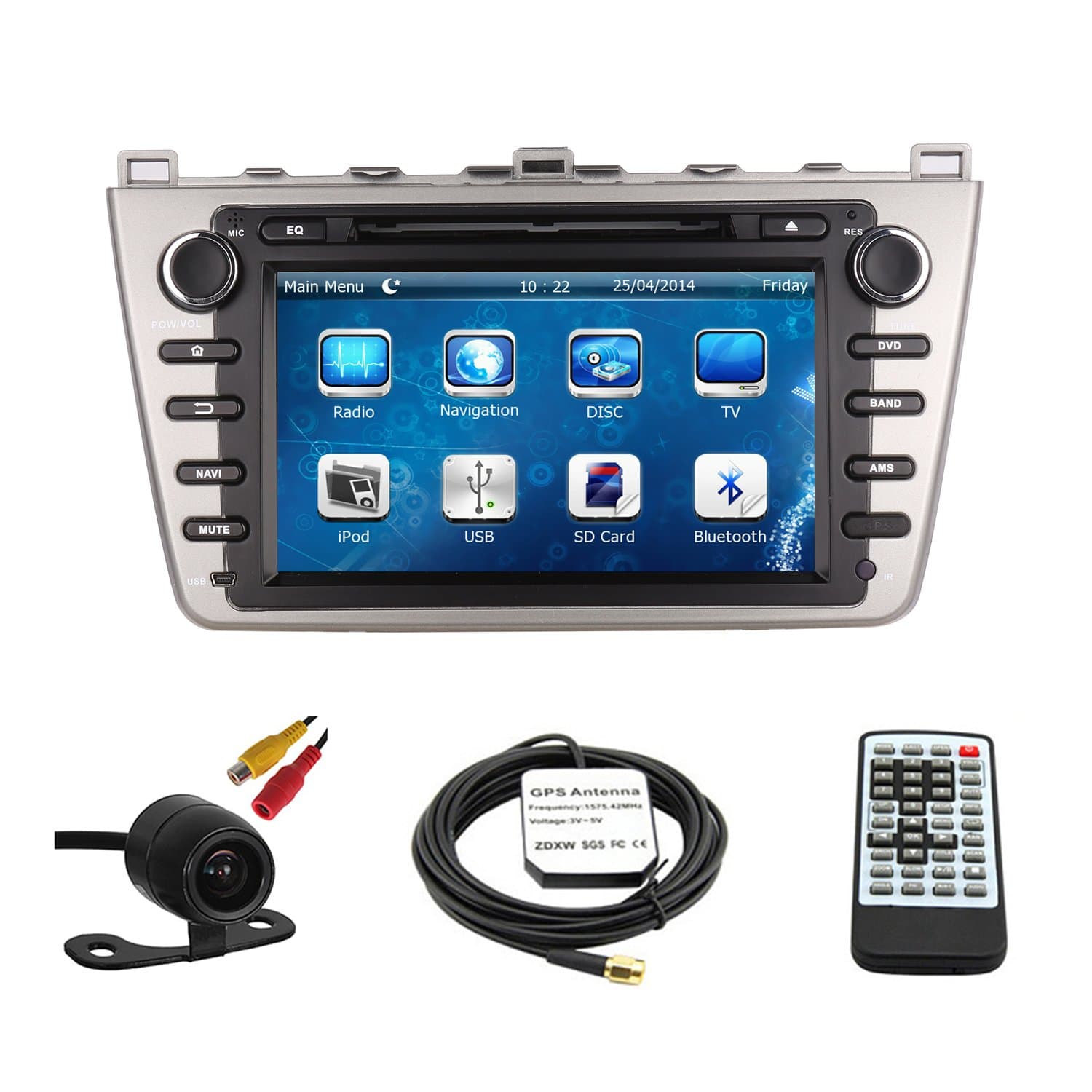 TLTek 8 inch Touch Screen Car GPS Navigation System For Mazda 6 2009-2013 DVD Player+Backup Camera+EU Map