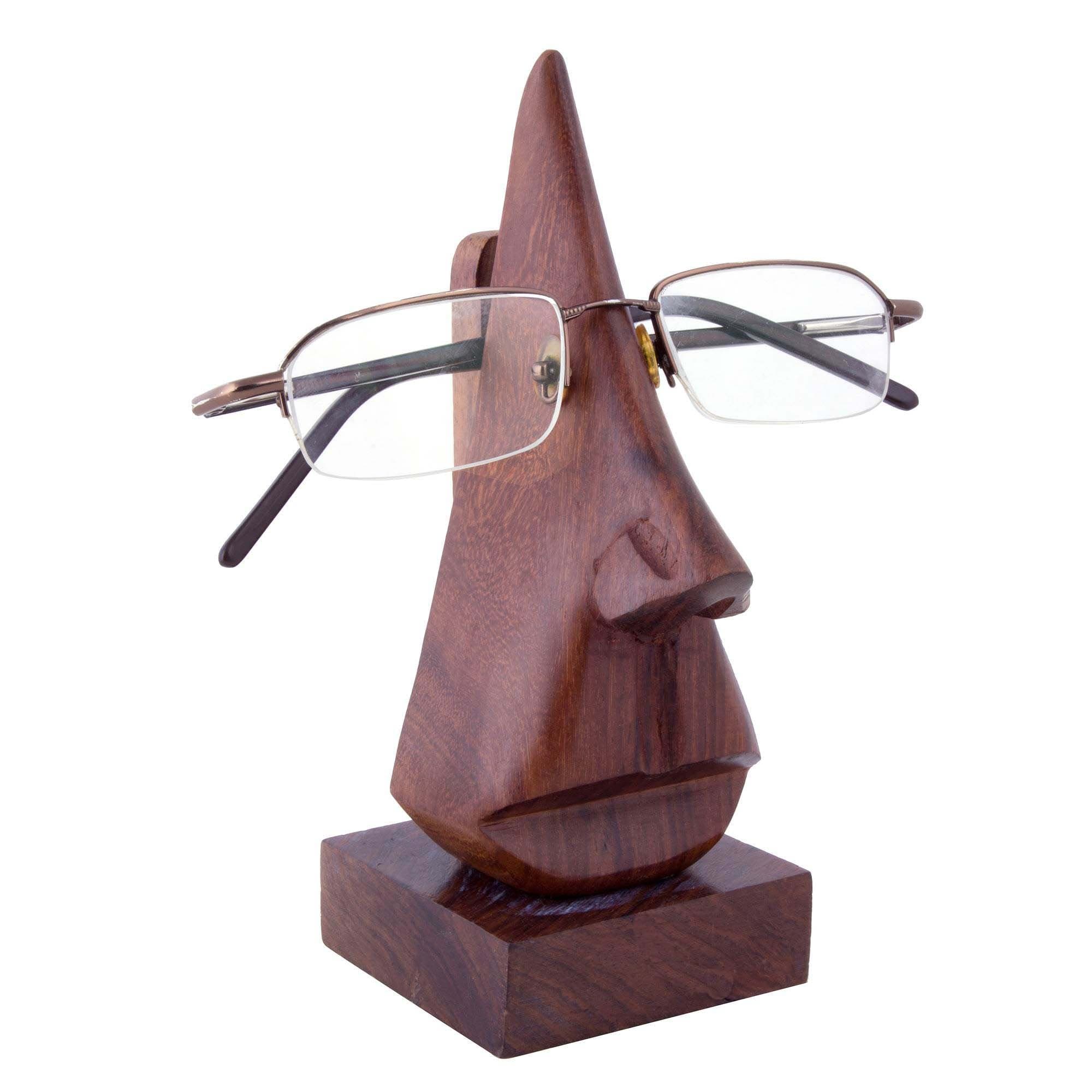 Craft Art India Wooden Nose Shaped Spectacle Holder Stand (Multicolour)
