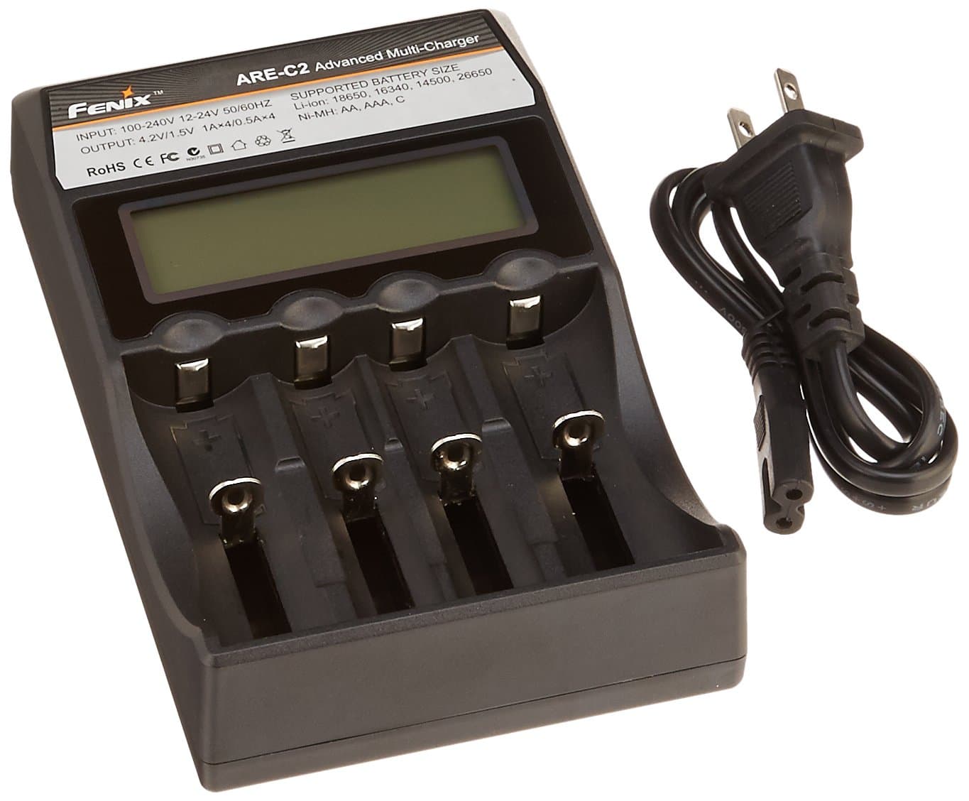 Fenix Outfitters 4-Bay Digital Ni-MH Li-ion Charger, Black