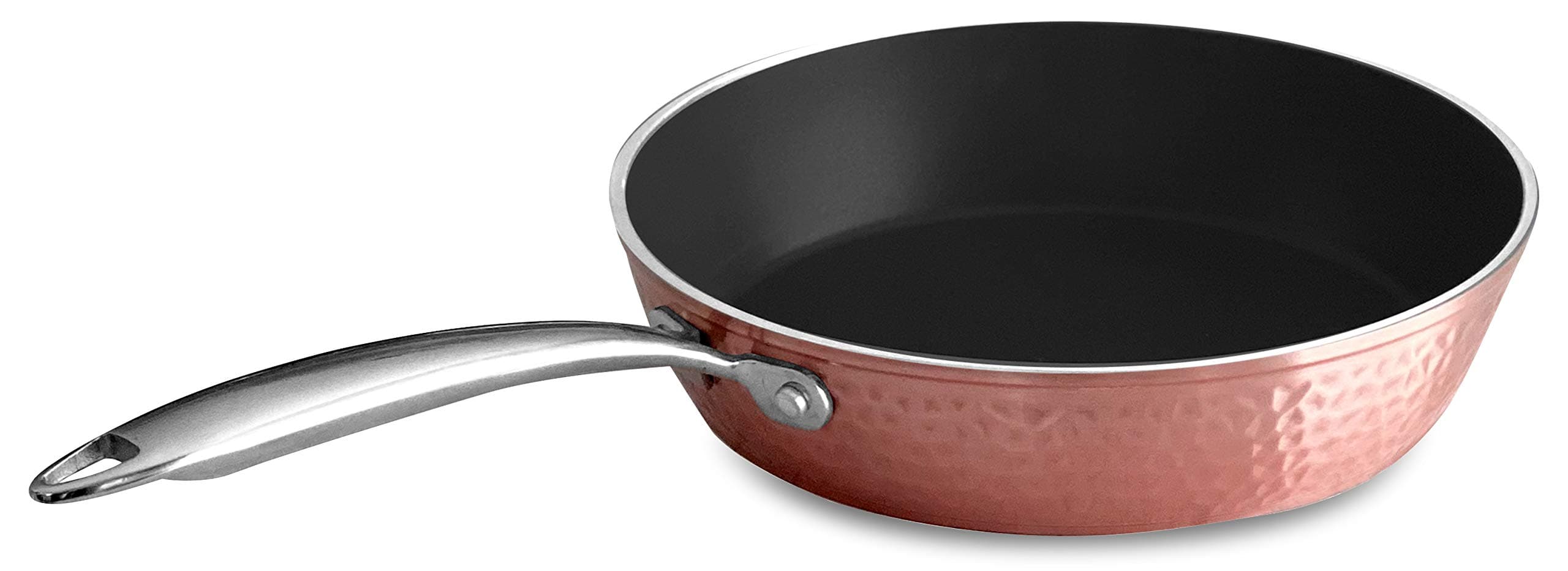 OrGREENiC Rose Hammered Cookware Collection – 12 Inch Skillet Fry Pan Ceramic Nonstick Surface & Aluminum Construction for Even Heating, Oven, Stovetop & Dishwasher Safe (1, 12")