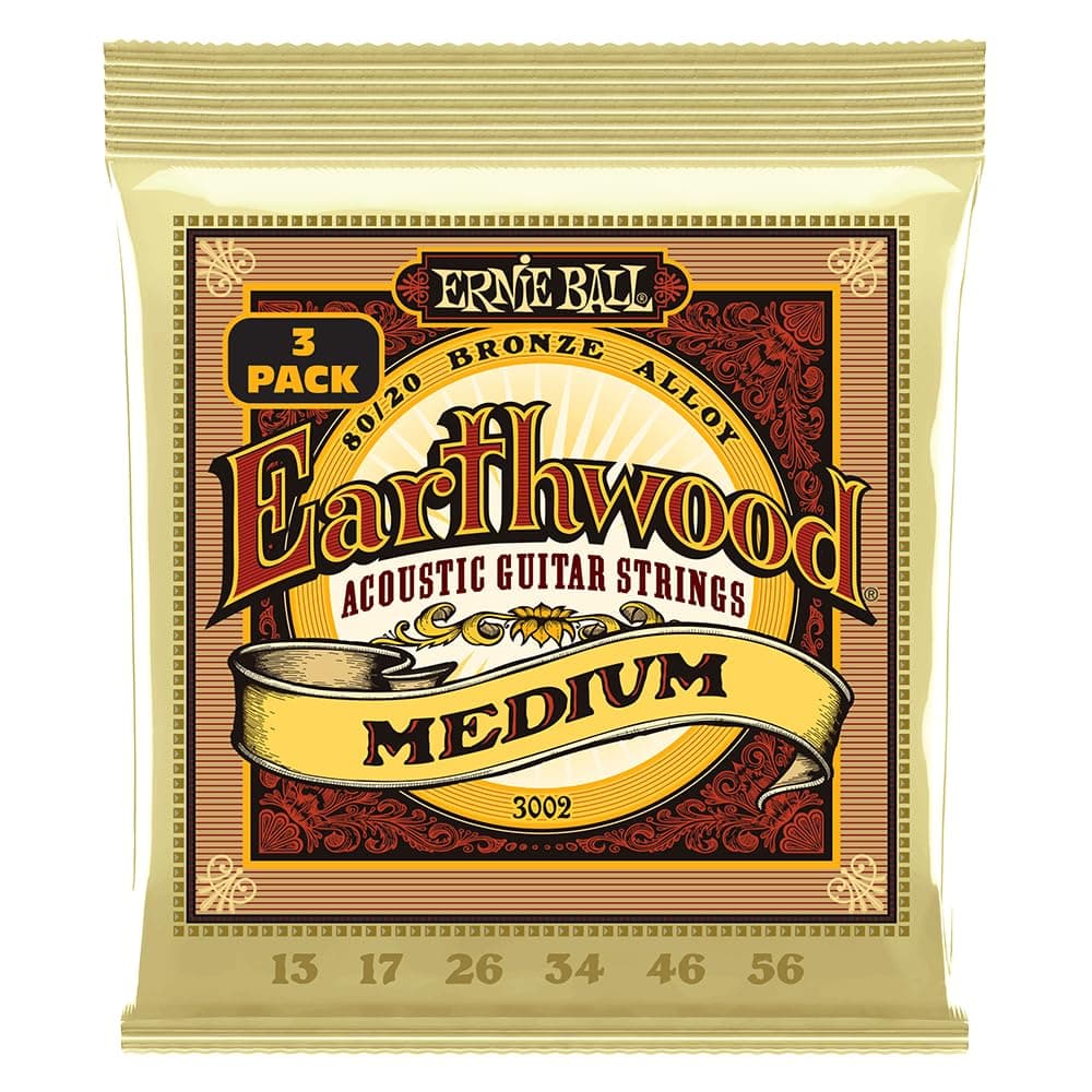ERNIE BALL 3002 Acoustic Guitar Strings (13-56) EARTHWOOD 80/20 BRONZE MEDIUM 3Set Pack