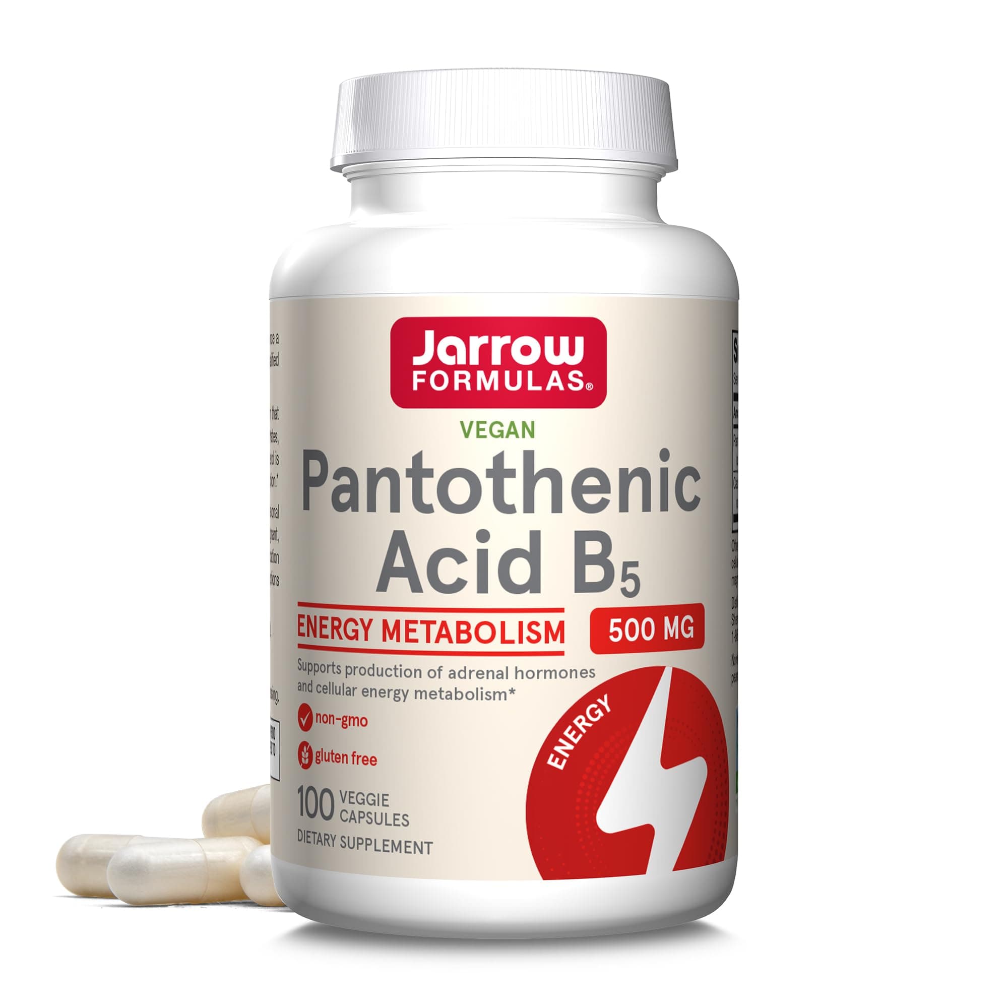 Jarrow Formulas Pantothenic Acid B5, Supports Energy Production, 500 Mg, 100 Veggie Capsules