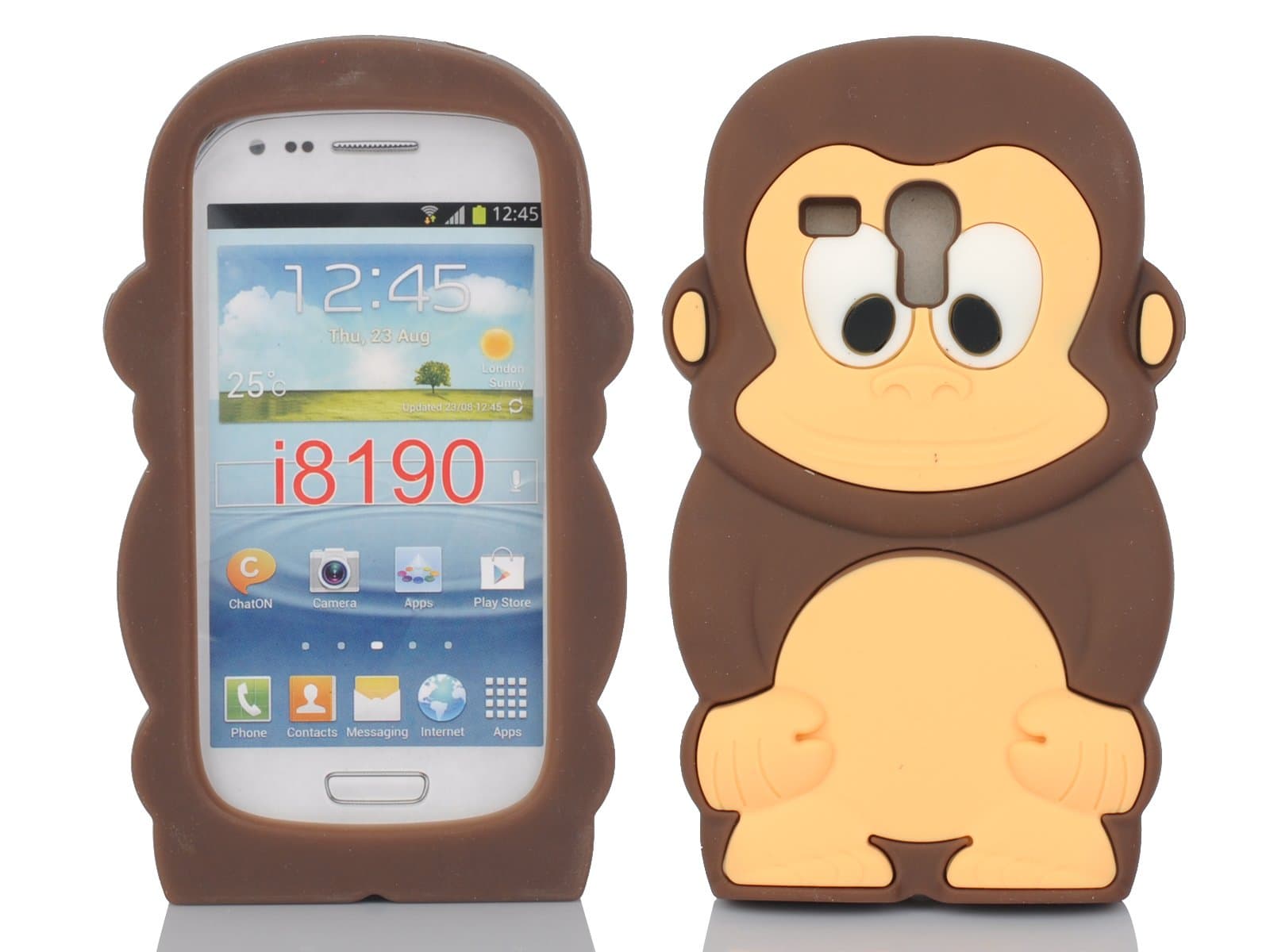 Cases Kingdom Cute Monkey Soft Silicone Skin Back Case Cover For Samsung Galaxy S III S3 Mini i8190 Brown