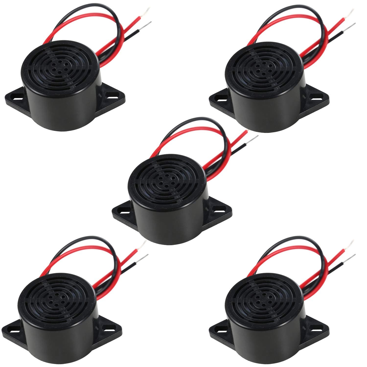 UHPPOTE 75dB Mechanical Buzzer Sounder with Leads 12VDC Continuous Beep for Access Control and Buzz-in Systems (Pack of 5)