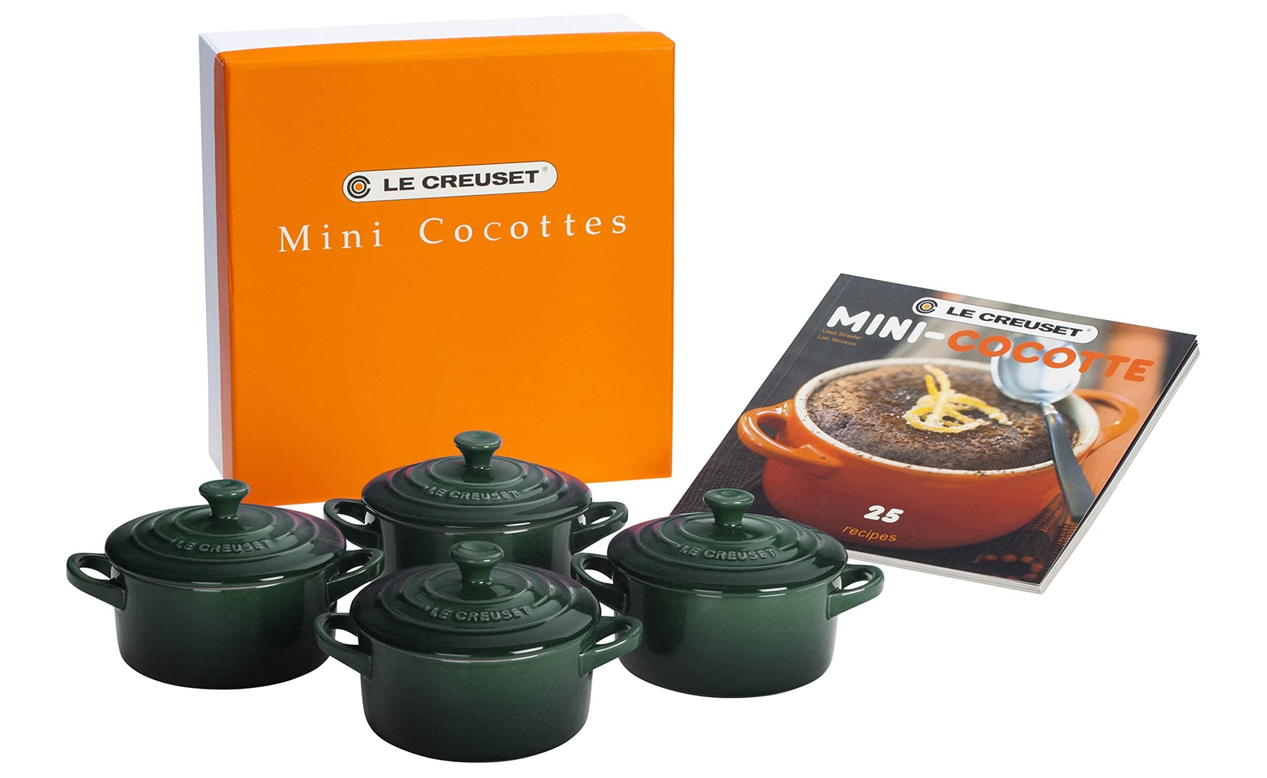 Stoneware Set of 4 Mini Cocottes with Cookbook, 8 oz. each, Artichaut