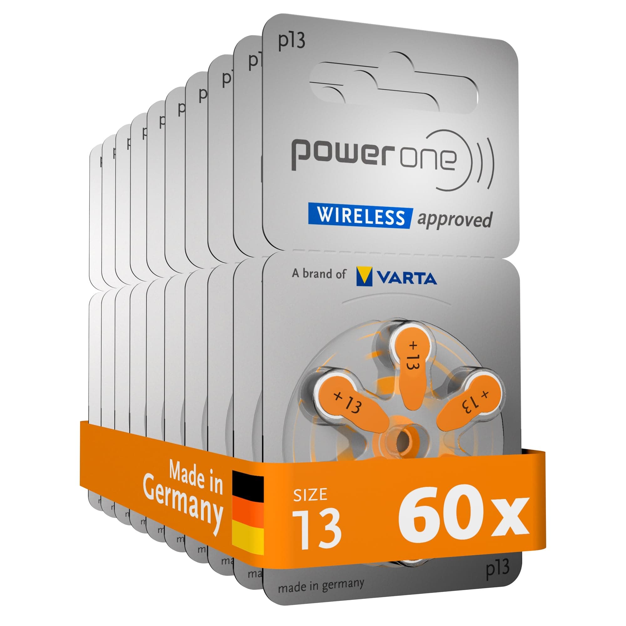 powerone Hearing Aid Batteries Size 13 - 10 Packs of 6 Cells