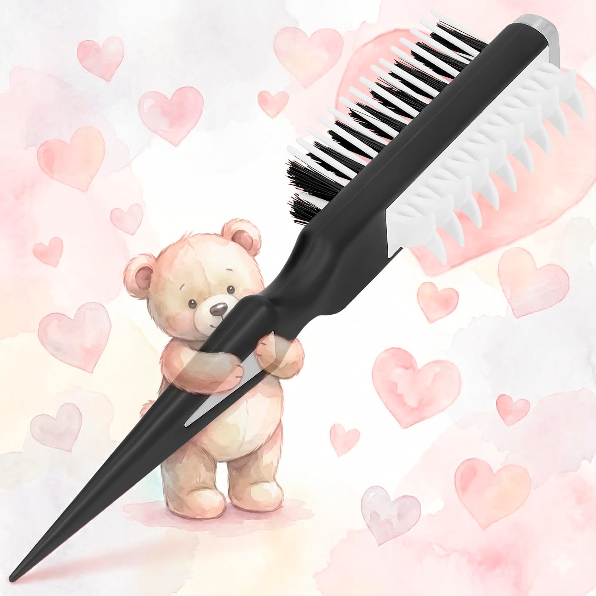 Curl Defining Brush - Curl Comb Defining with Double-Sided Hair Teasing Brush for Volume & Styling with Less Pulling - Designed for Controlled Styling, Shaping, Texture & Shine on Wet & Dry Hair Use