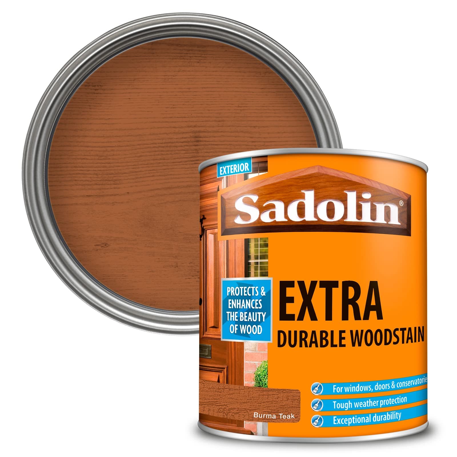 Sadolin EXTRA WOODSTAIN (YELLOW TIN) 1lt - Burma Teak