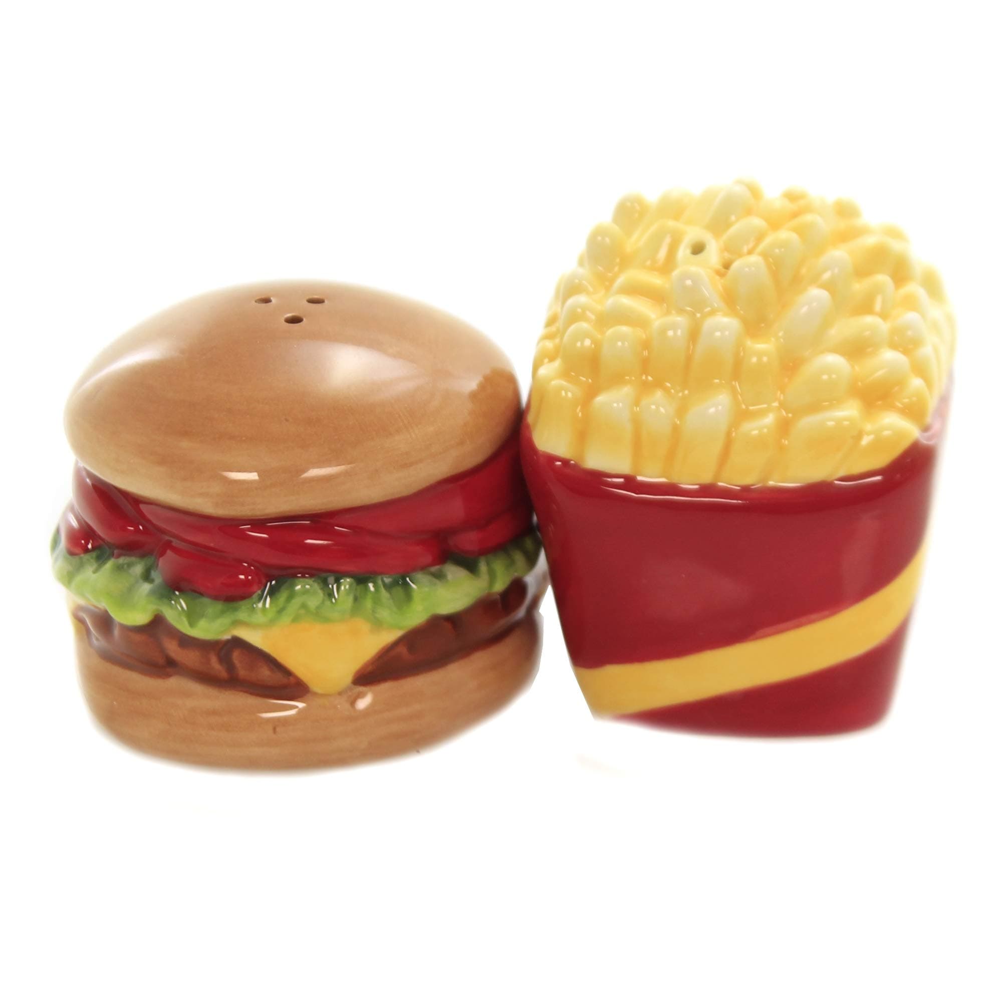 Pacific Giftware New! 4" Burger and Fries Magnetic Salt and Pepper Shakers