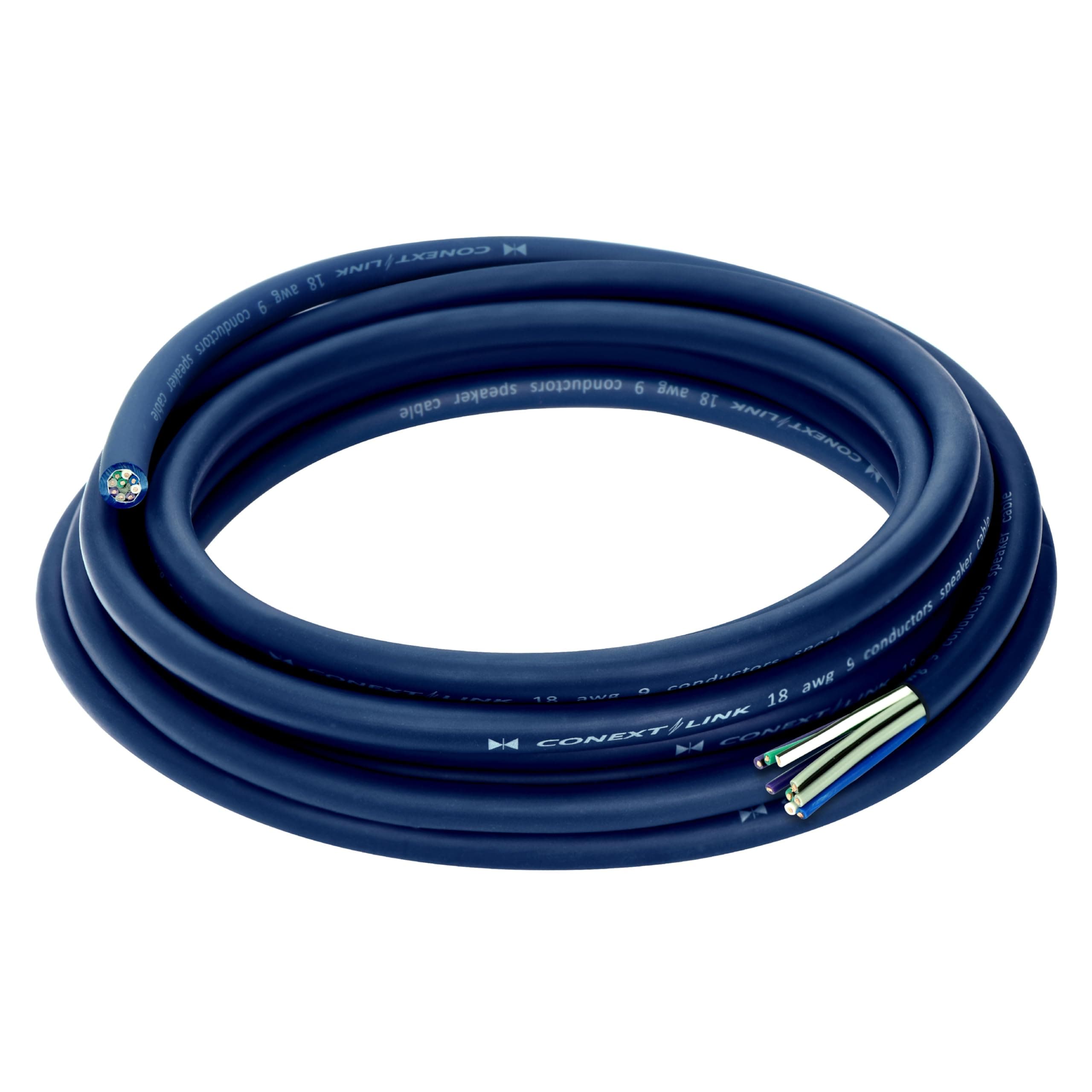 Conext Link MSC918-20 20 Feet 9 Conductors Blue Speed Wire Primary Wire Speaker Cable 18 AWG Gauge GA 100% OFC Copper Stranded Trailer