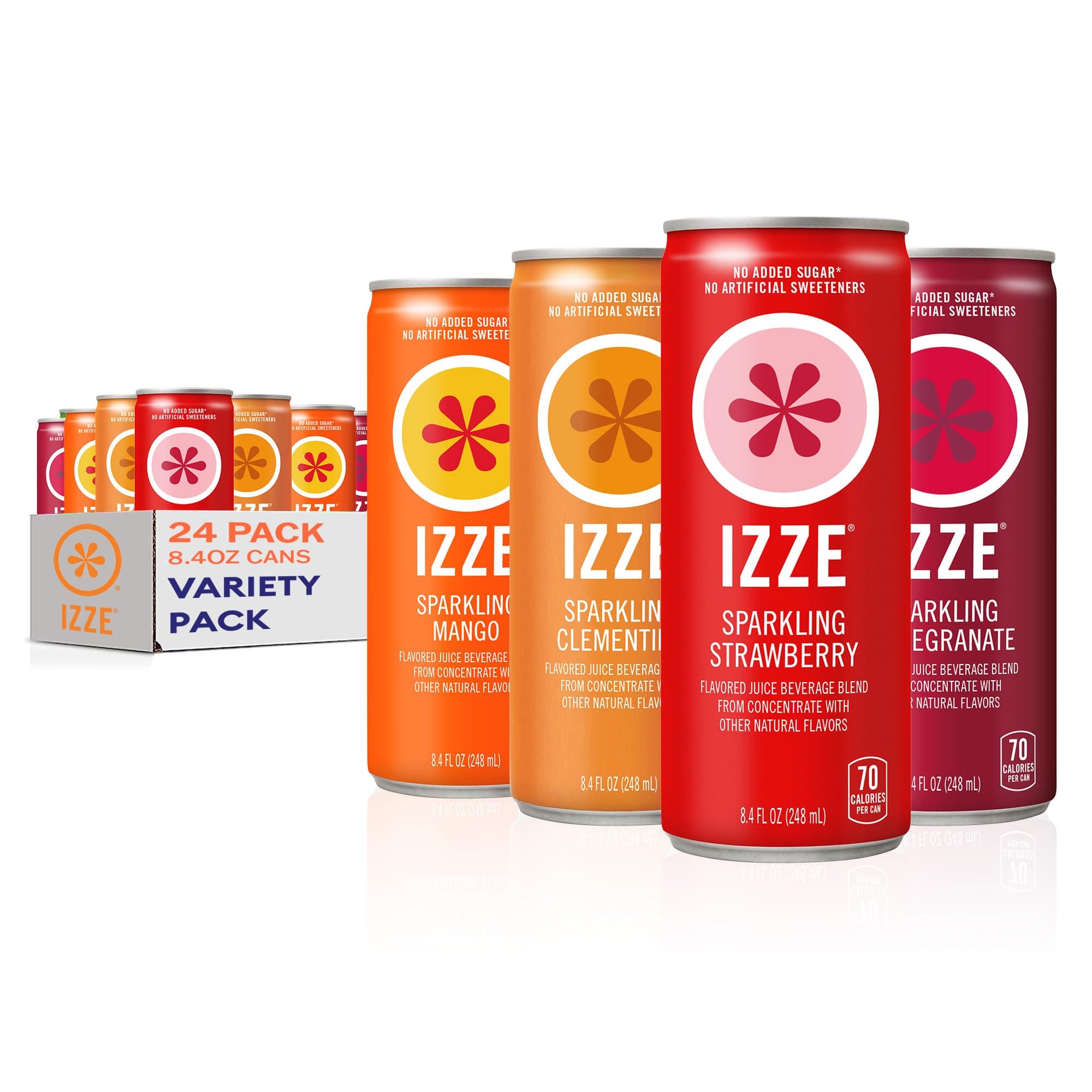 Sparkling Water Juice Beverage Blend, Dawn Variety Pack, Mango, Clementine, Strawberry, Pomegranate, No Sugar Added, 8.4 FL OZ, 24 Cans