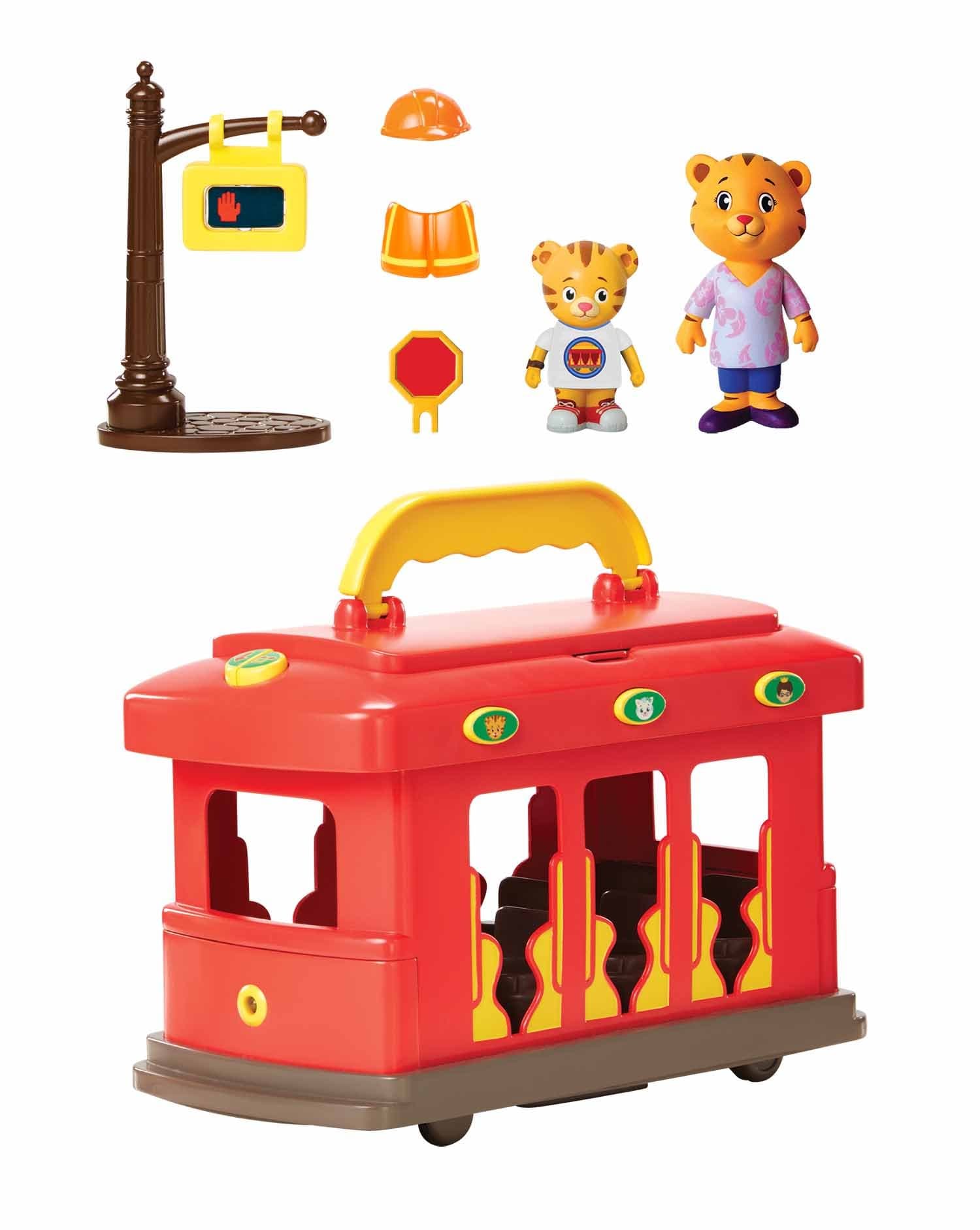 Daniel Tiger's Neighborhood Deluxe Electronic Trolley Vehicle with 2 Songs, 12 Phrases, Trolley Sounds & Light! Daniel & Mom Tiger Figures Included, for Ages 3+