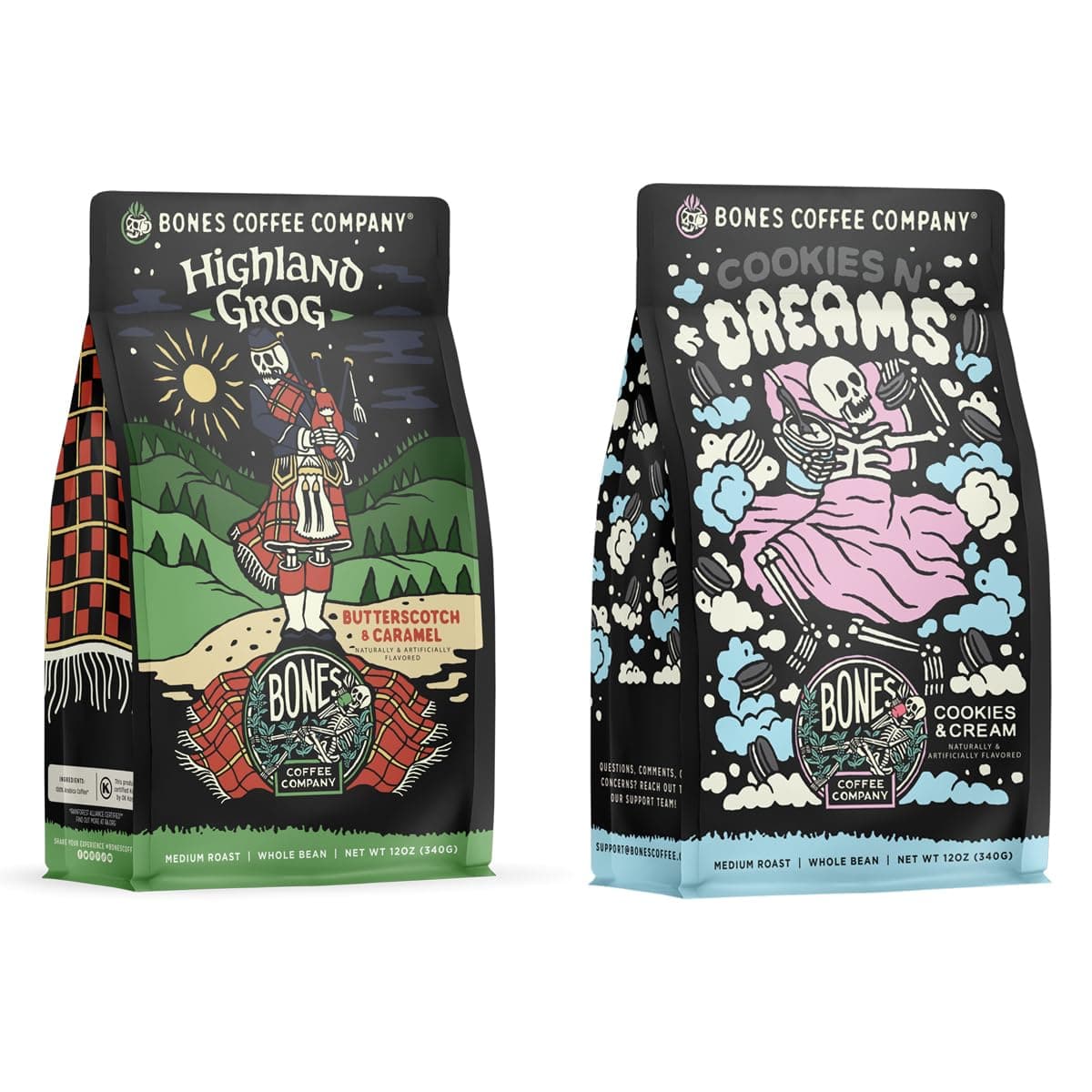 Cookies 'N Dreams With Highland Grog 12 oz Ground Coffee, 12 oz Bundle