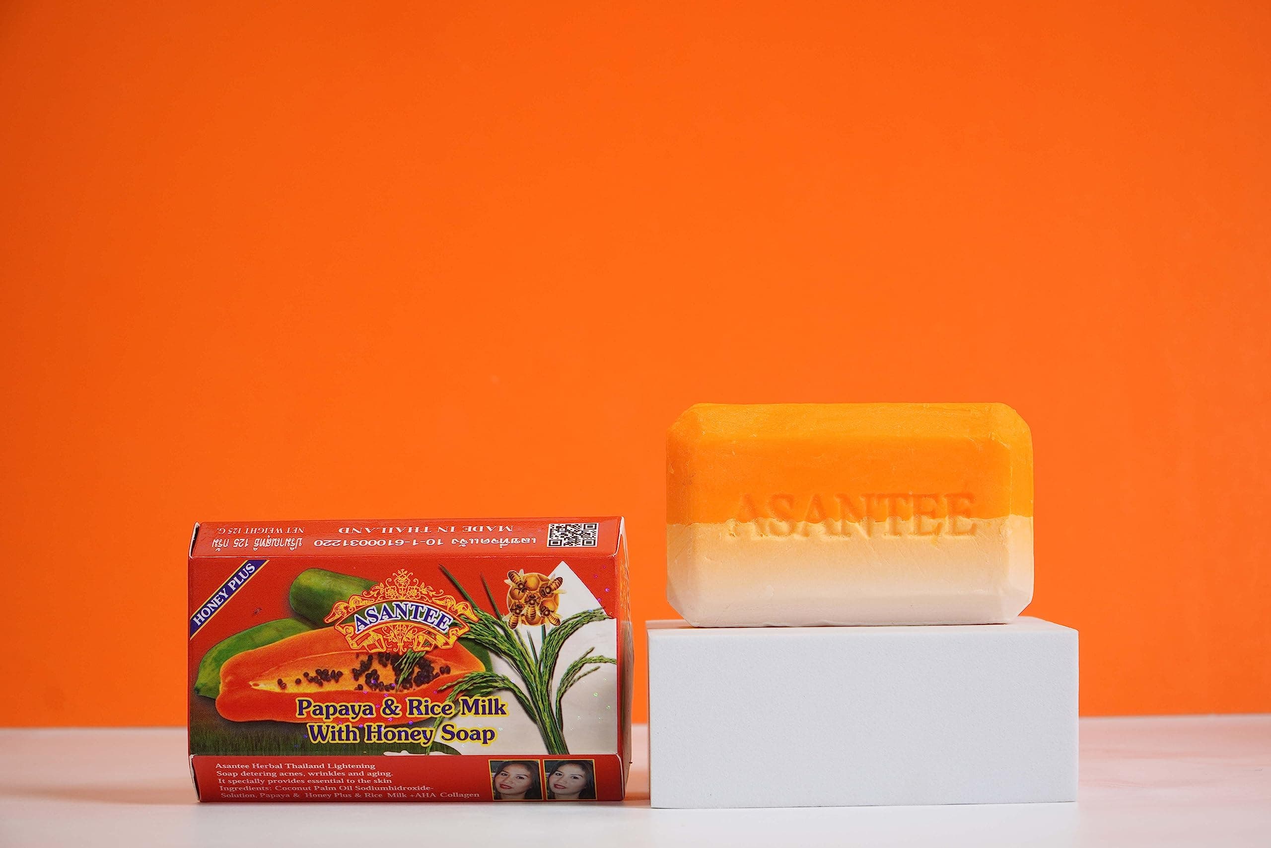 ASANTEE Papaya & Rice Milk with Honey Cleansing Soap 125 Grams