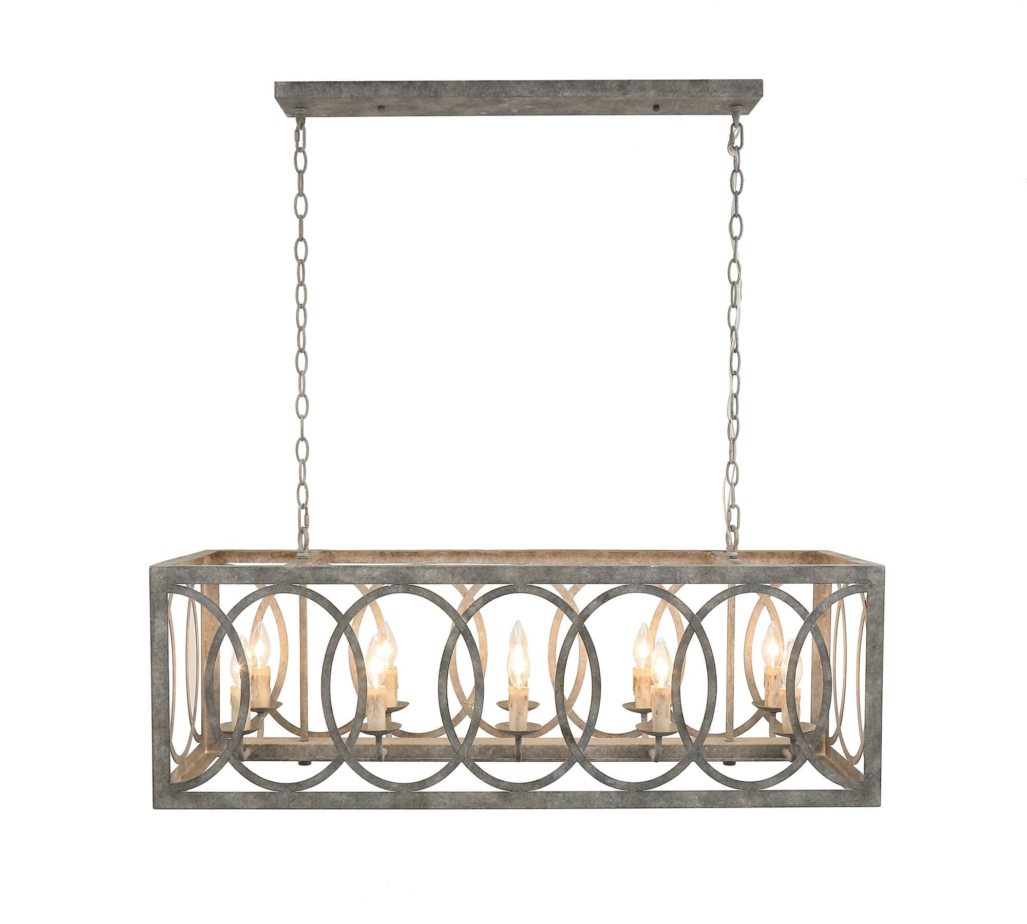 Thiago Rectangular Gray 10-Light Chandelier