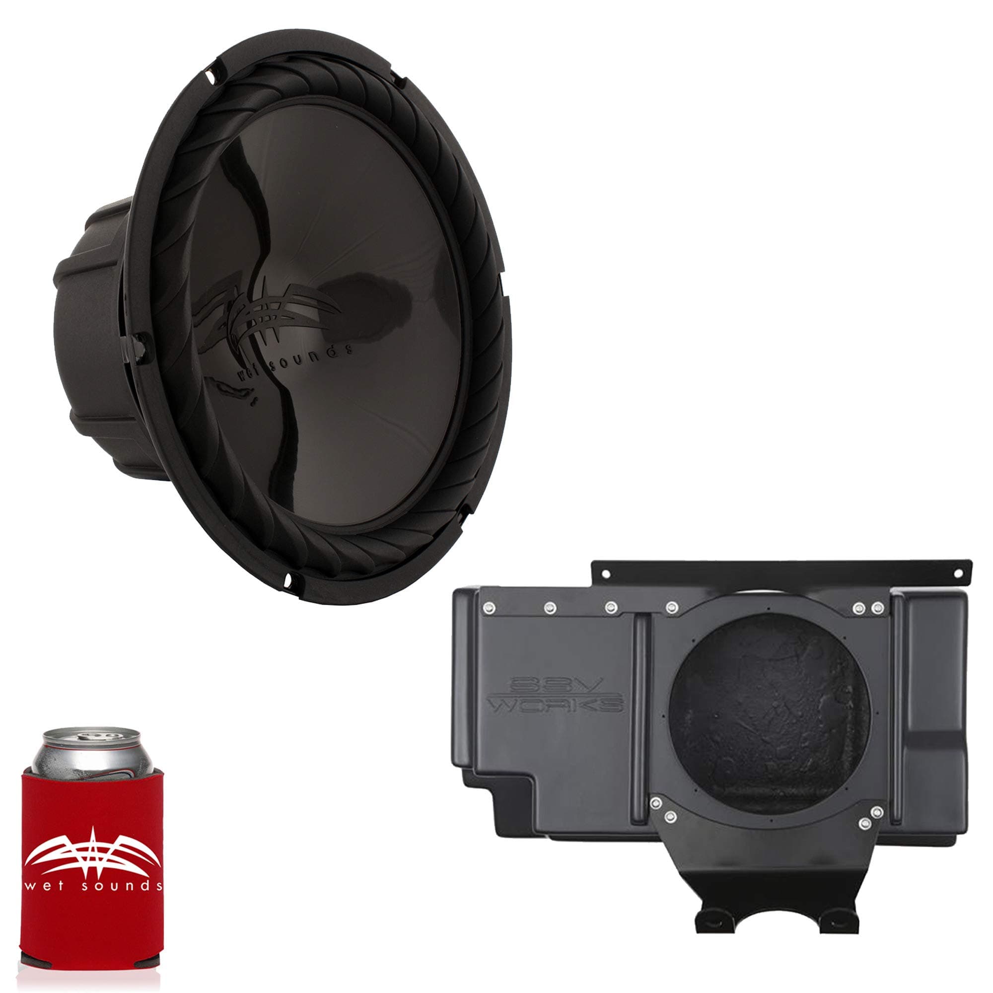 wet sounds - SS-10BS4 Black 10" Subwoofer with SSV Works Polaris RZR 1000 Behind The Seat Enclosure