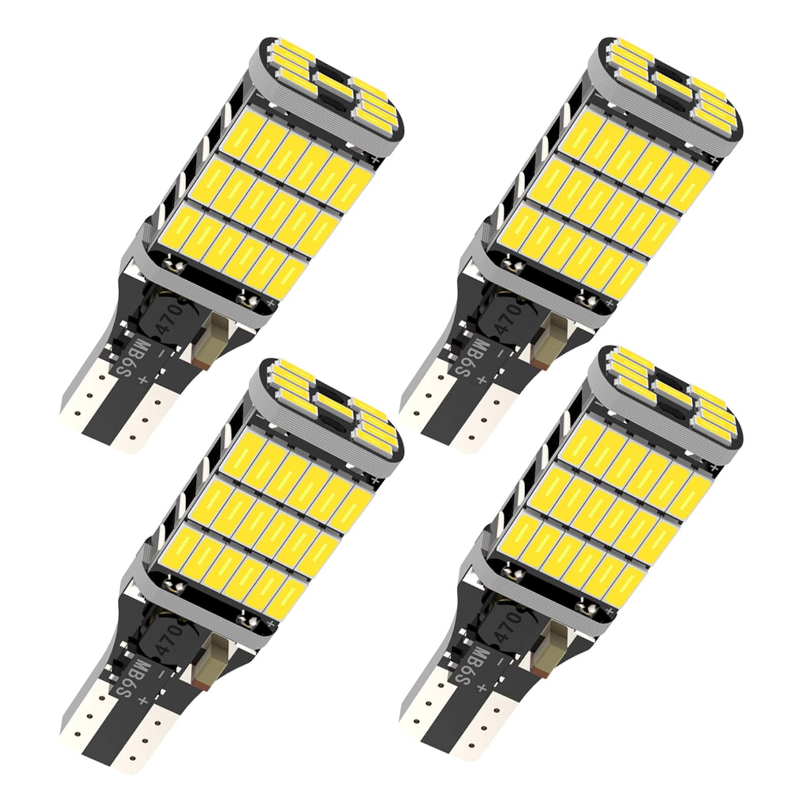 GIVEUBED 4pcs 921 LED Bulb 6000 Lumens 6500K 4014-45SMD Chipsets T15 912 W16W LED Bulbs Used For Backup Reverse Lights- Xenon White