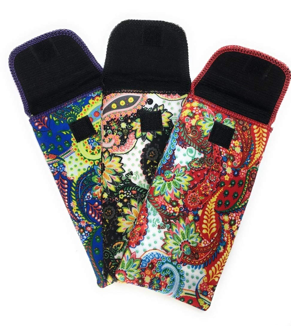 Mazzeo 3 Pack Soft Eyeglass Slip in Cases With Top Closure Fully Protects Glasses (Bold Paisley)
