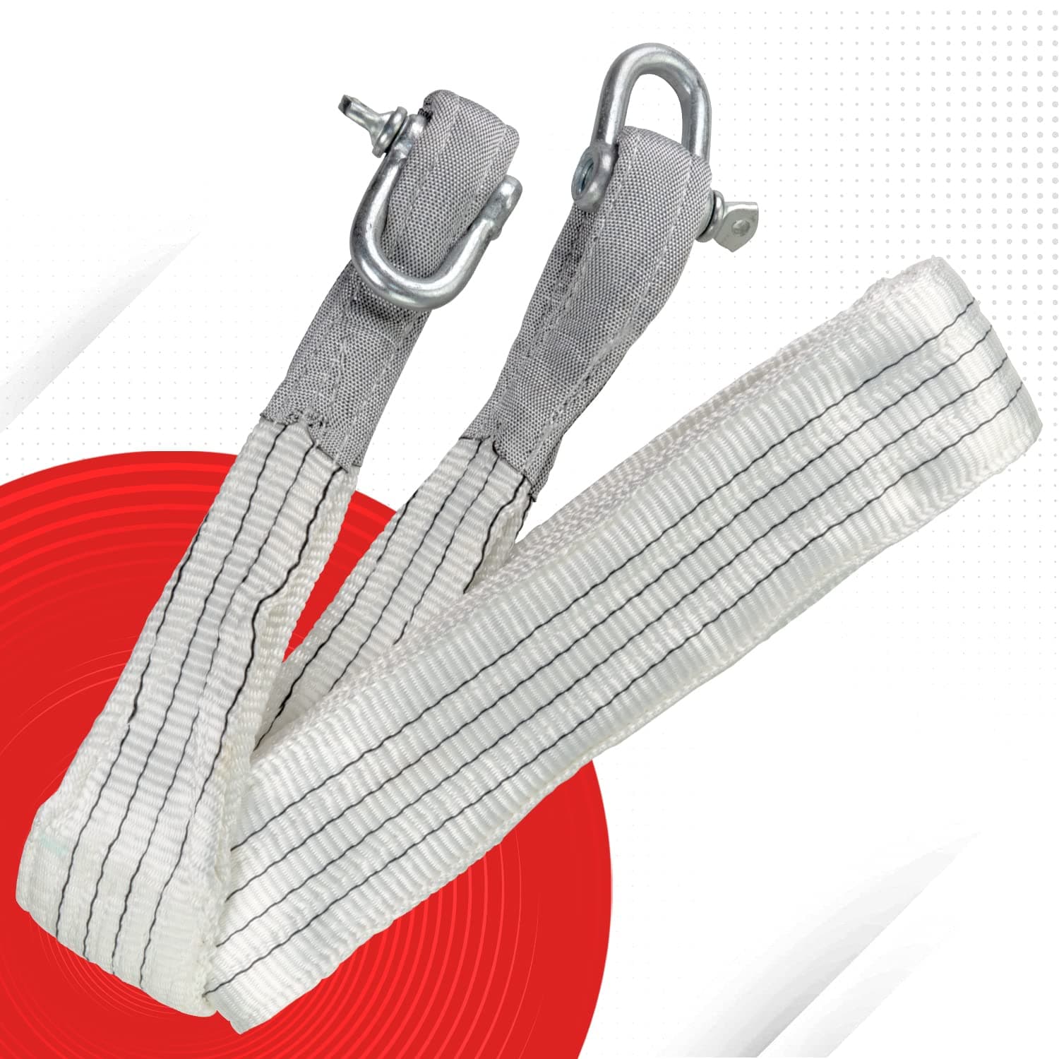 ROADPOWER Winch Recovery Tow Strap with Hooks | Emergency Towing Rope for Car Recovery Heavy Duty, 500 CM, 4000 lbs Strength (4TON,5Meter, WHITE)