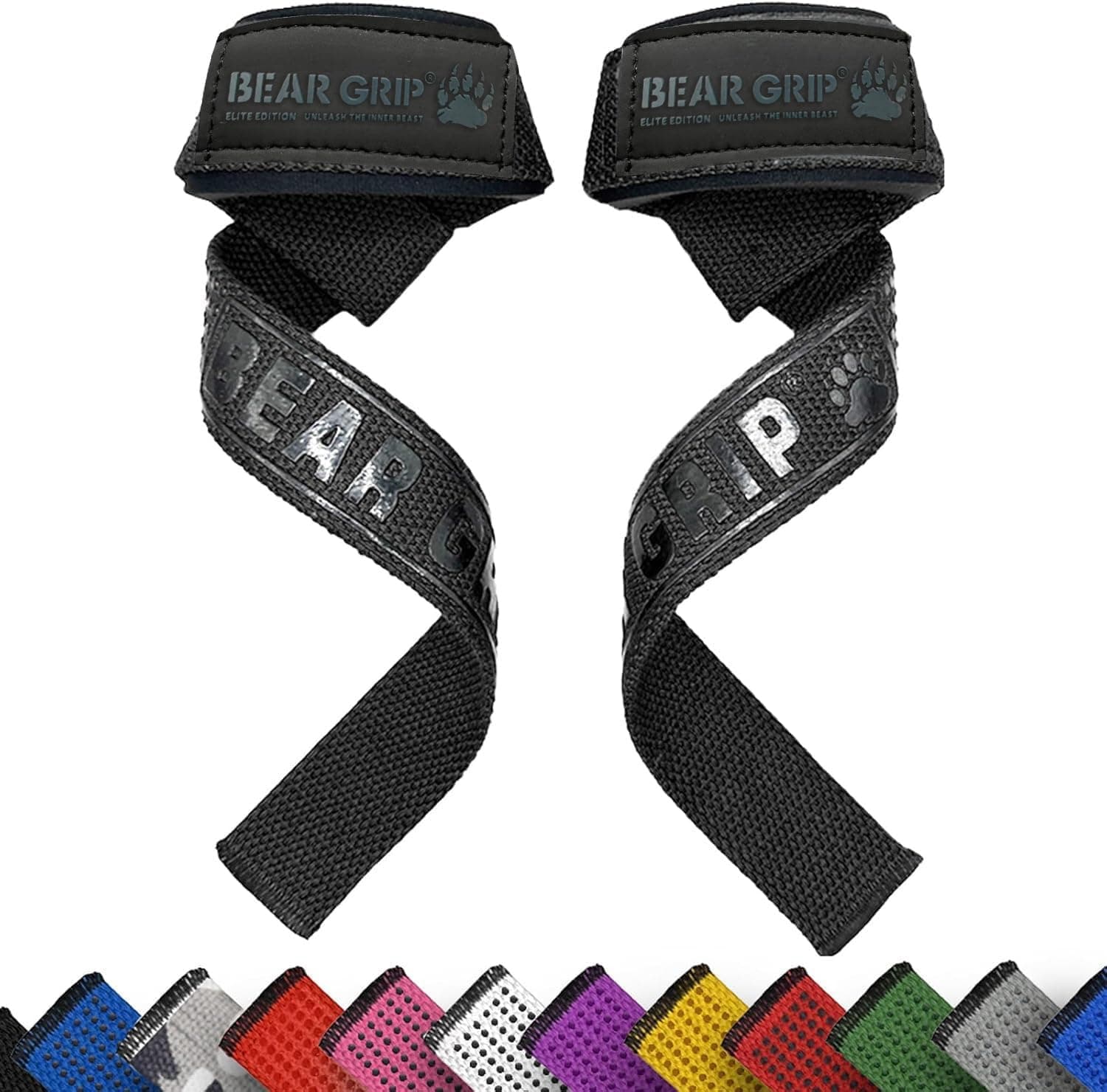 BEAR GRIP Straps - Premium Neoprene Padded Heavy Duty Double Stitched Weight Lifting Gym Straps, Deadlift, Gym Accessories for Men and Women, Advanced Gel Grip, 100% cotton, Extra long length