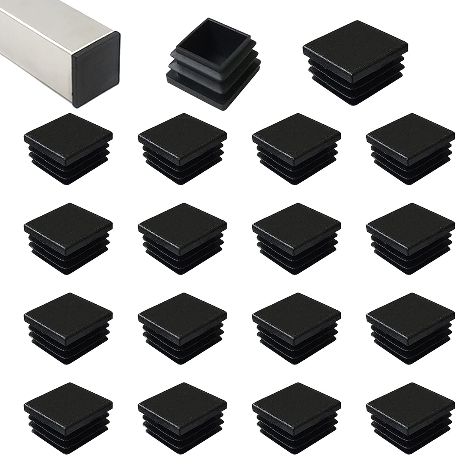 20mm Square Plastic Plug, Tubing Post End Cap, Chair Glide for Table Chair Shelf Insert Finishing Plug 20 pcs